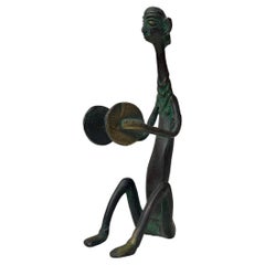Vintage African Bronze Sculpture of a Drummer, 1970s