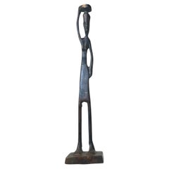 Vintage African Bronze Sculpture of a Woman