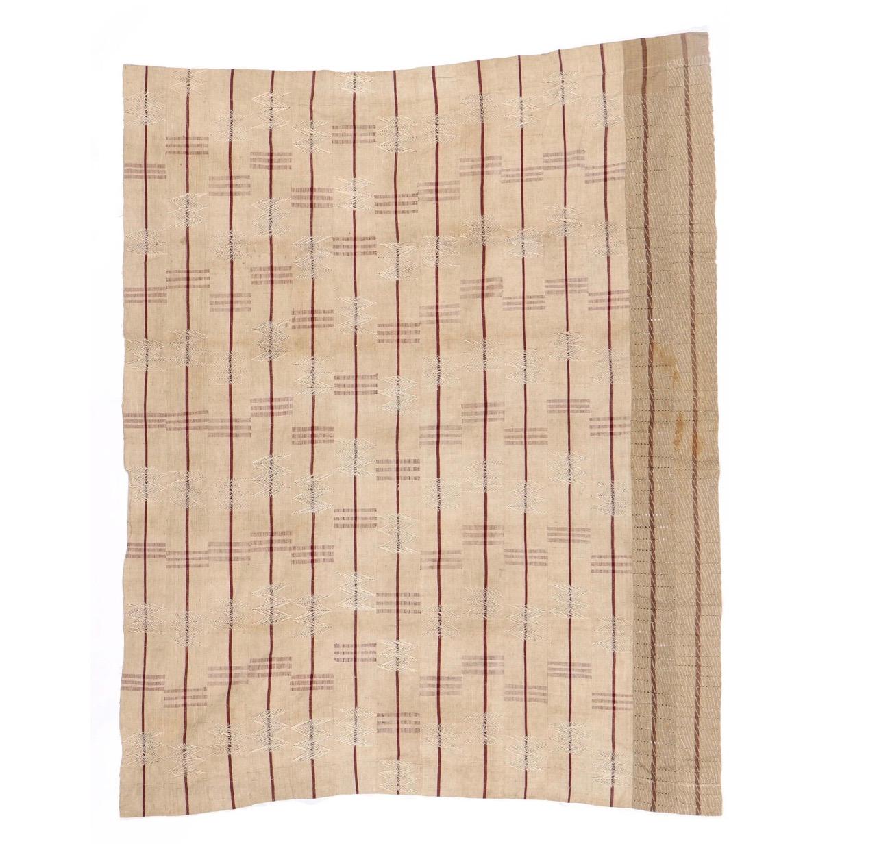 Gorgoues brown cotton strip weave wrapper cloth textile from the Yoruba people of Nigeria, Africa. 

Mid-20th century.

Size: 70'' x 57'' (178 x 145 cm)

This textile is handwoven from heavy weight cotton from the Yoruba of Nigeria. The