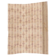 Afrikanisches, braunes/off-weiß gestreiftes, handgewebtes Textil  
