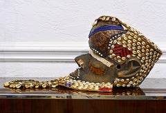 Vintage African Bwoom Helmet Mask from the Kuba People of the Republic of Congo