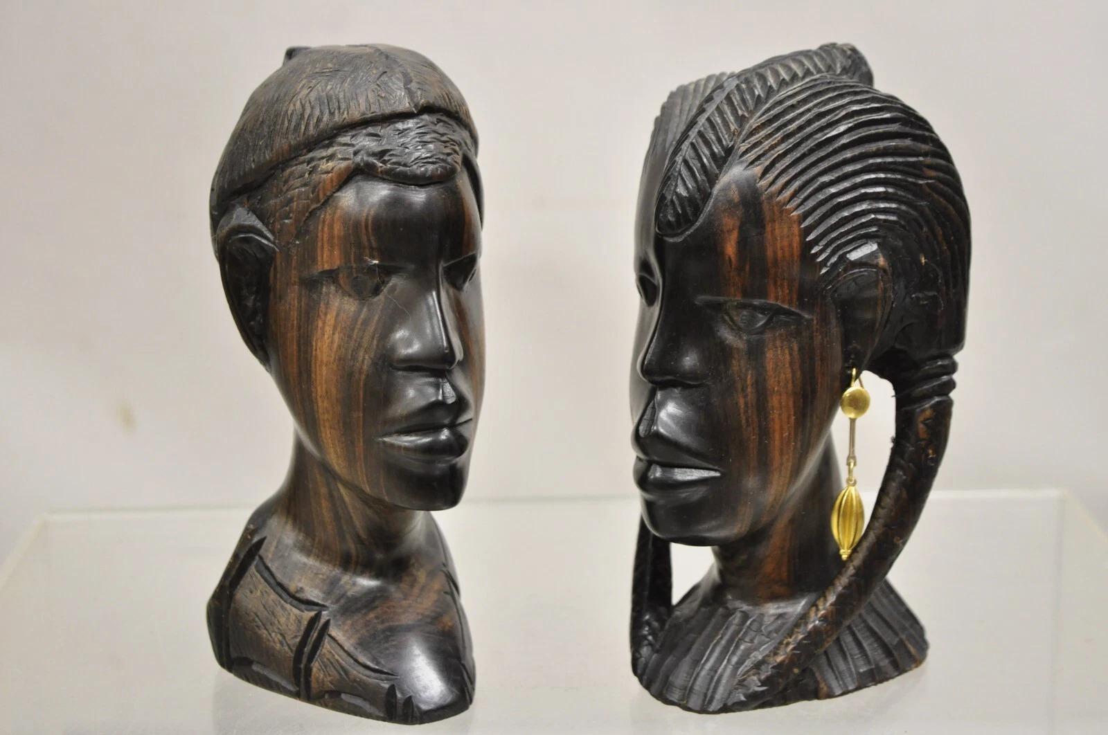 Vintage African Carved Ebony Wood 7