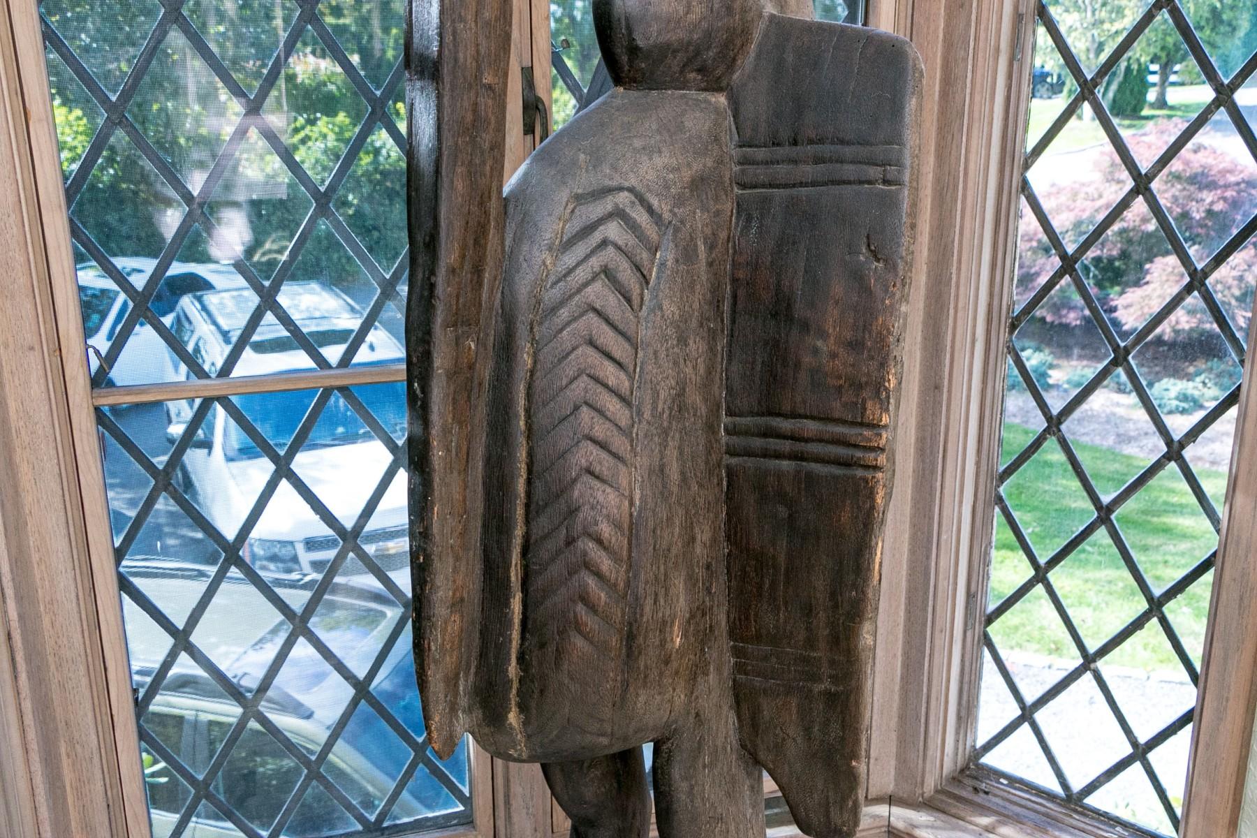 Bohemian Vintage African Carved Wood Figure of a Large Hornbill Bird Sculpture Large For Sale