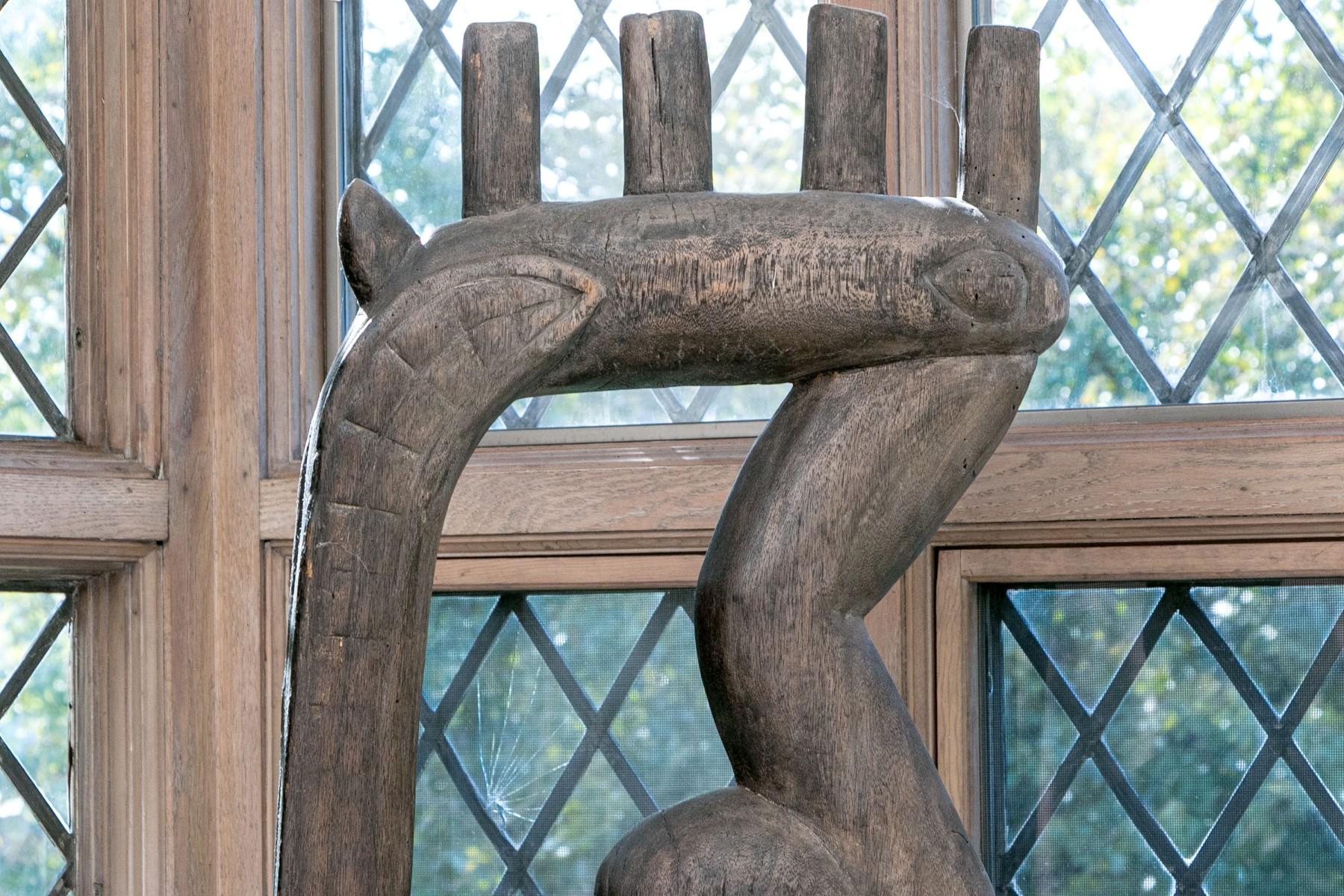 20th Century Vintage African Carved Wood Figure of a Large Hornbill Bird Sculpture Large For Sale