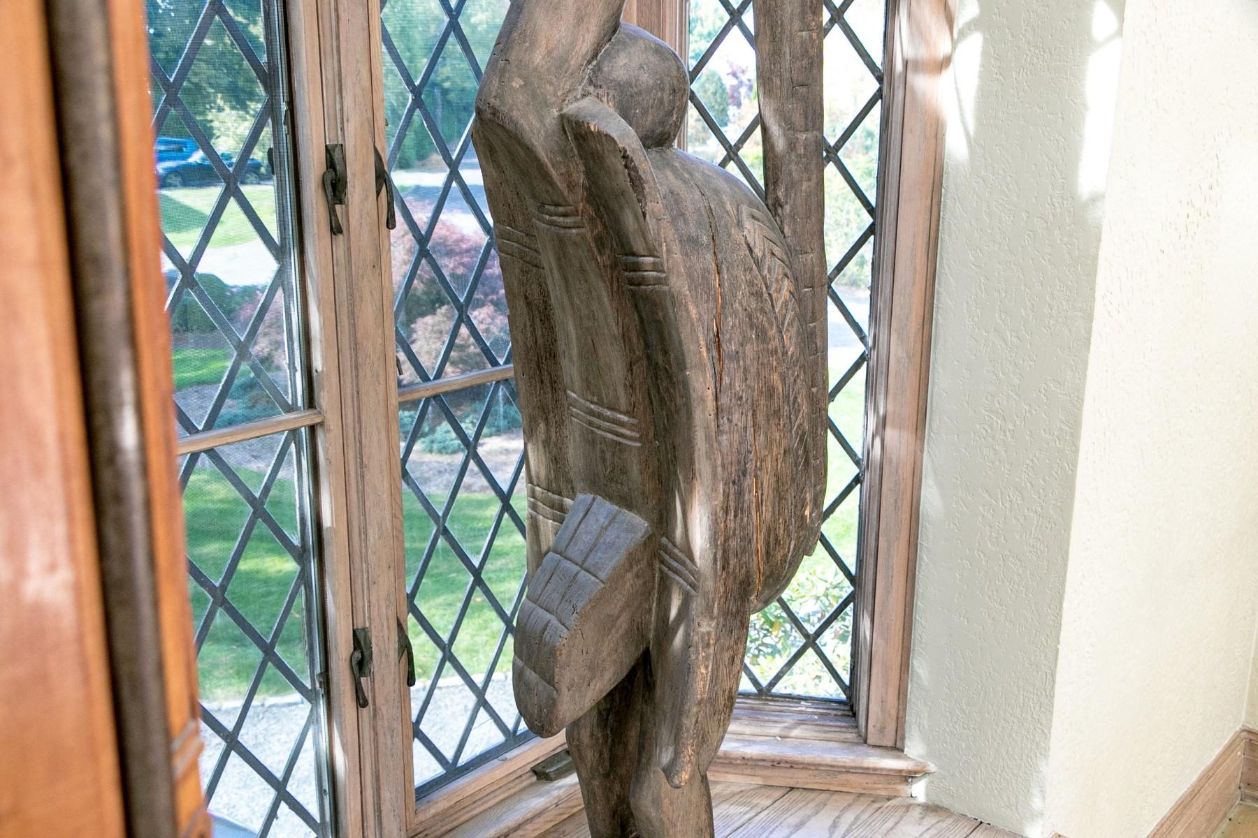 Vintage African Carved Wood Figure of a Large Hornbill Bird Sculpture Large For Sale 3