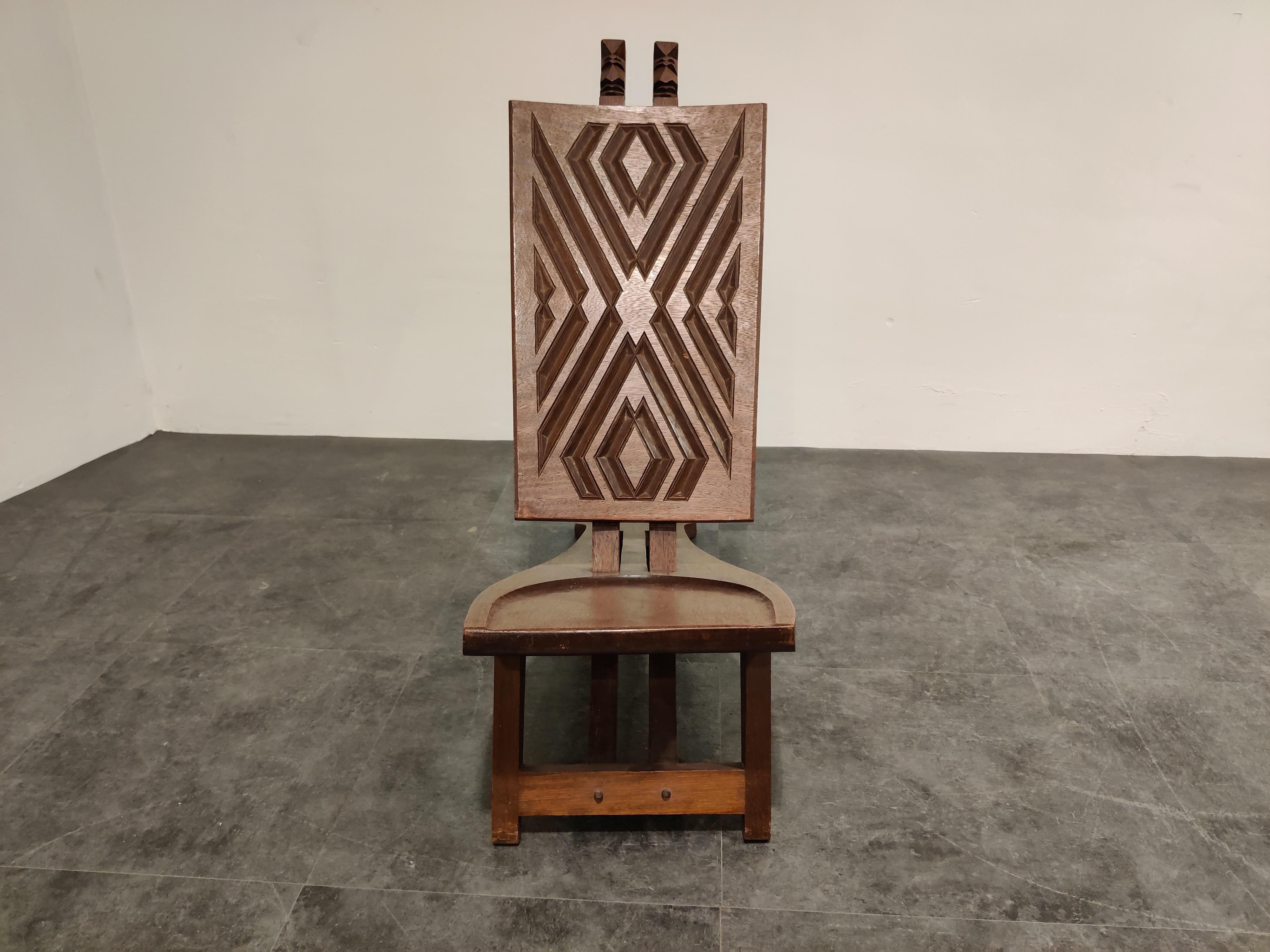 Tribal Vintage African Chief Chair, 1950s