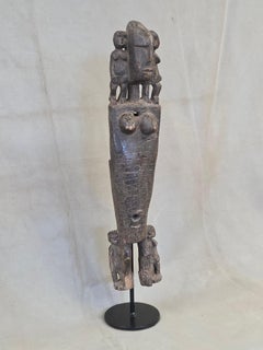 Vintage African Dogon Carved Figural Doorway Latch on a Custom Metal Stand
