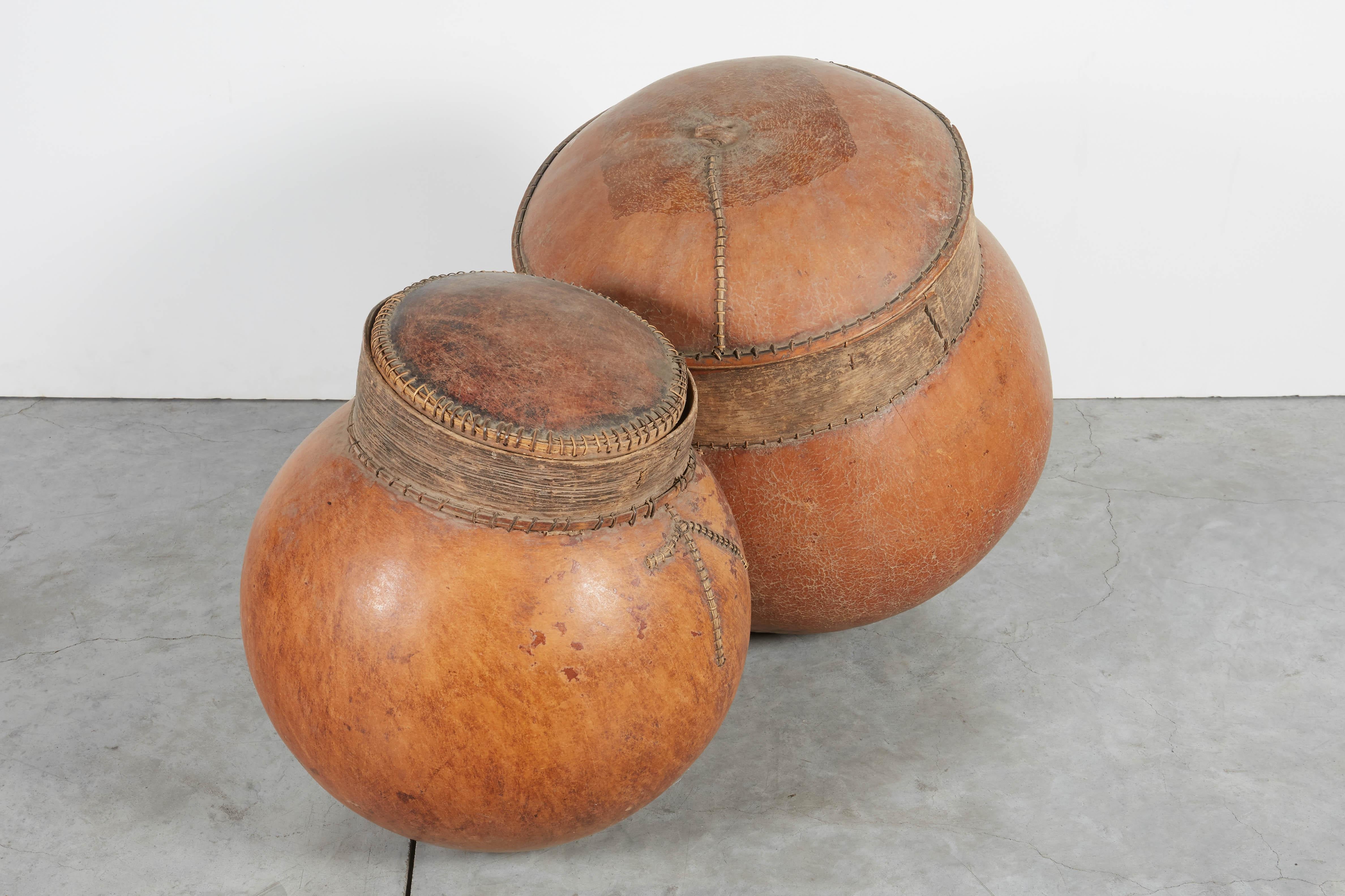 Vintage African Gourd Storage Vessels In Good Condition In New York, NY
