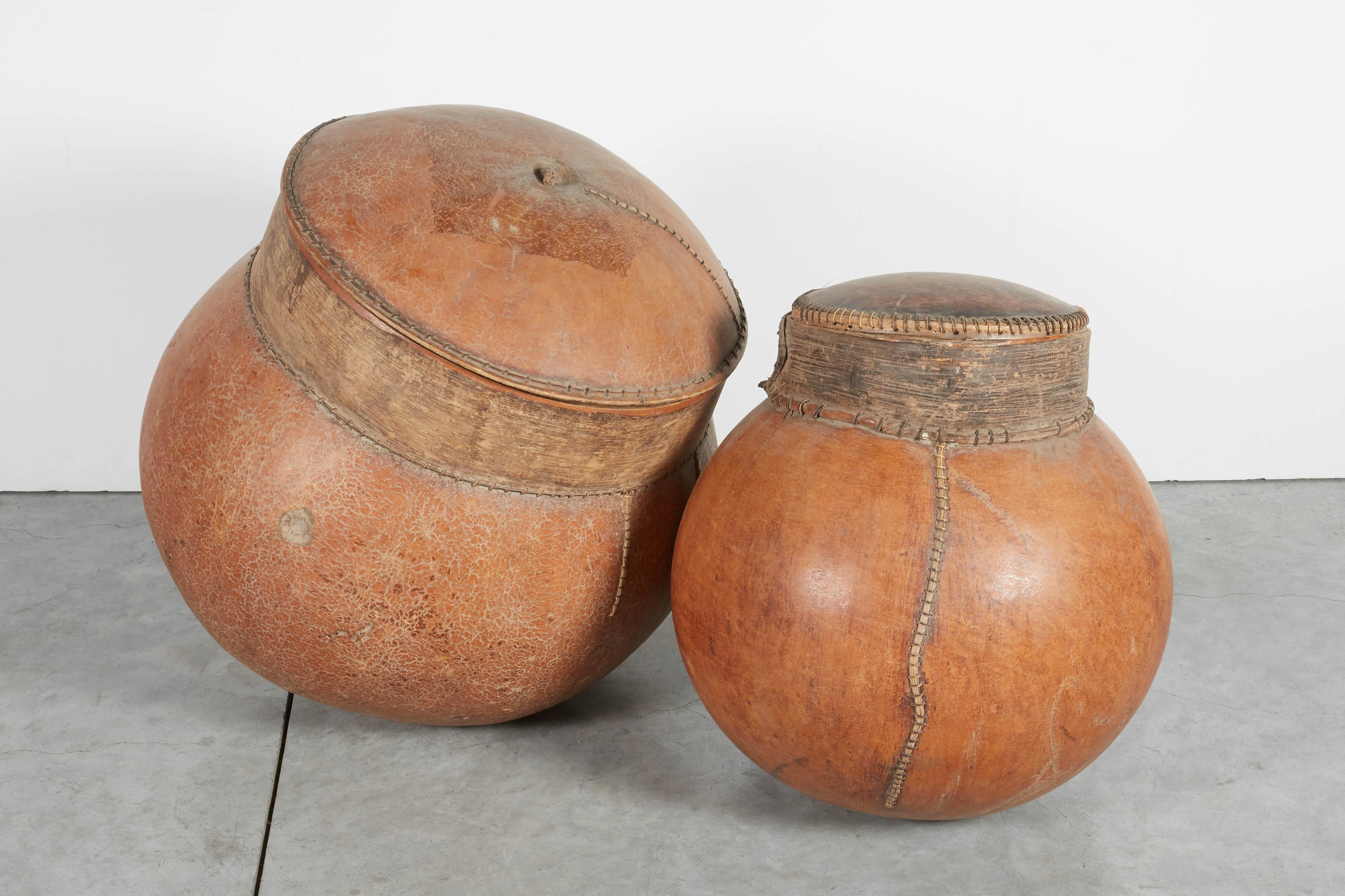 20th Century Vintage African Gourd Storage Vessels