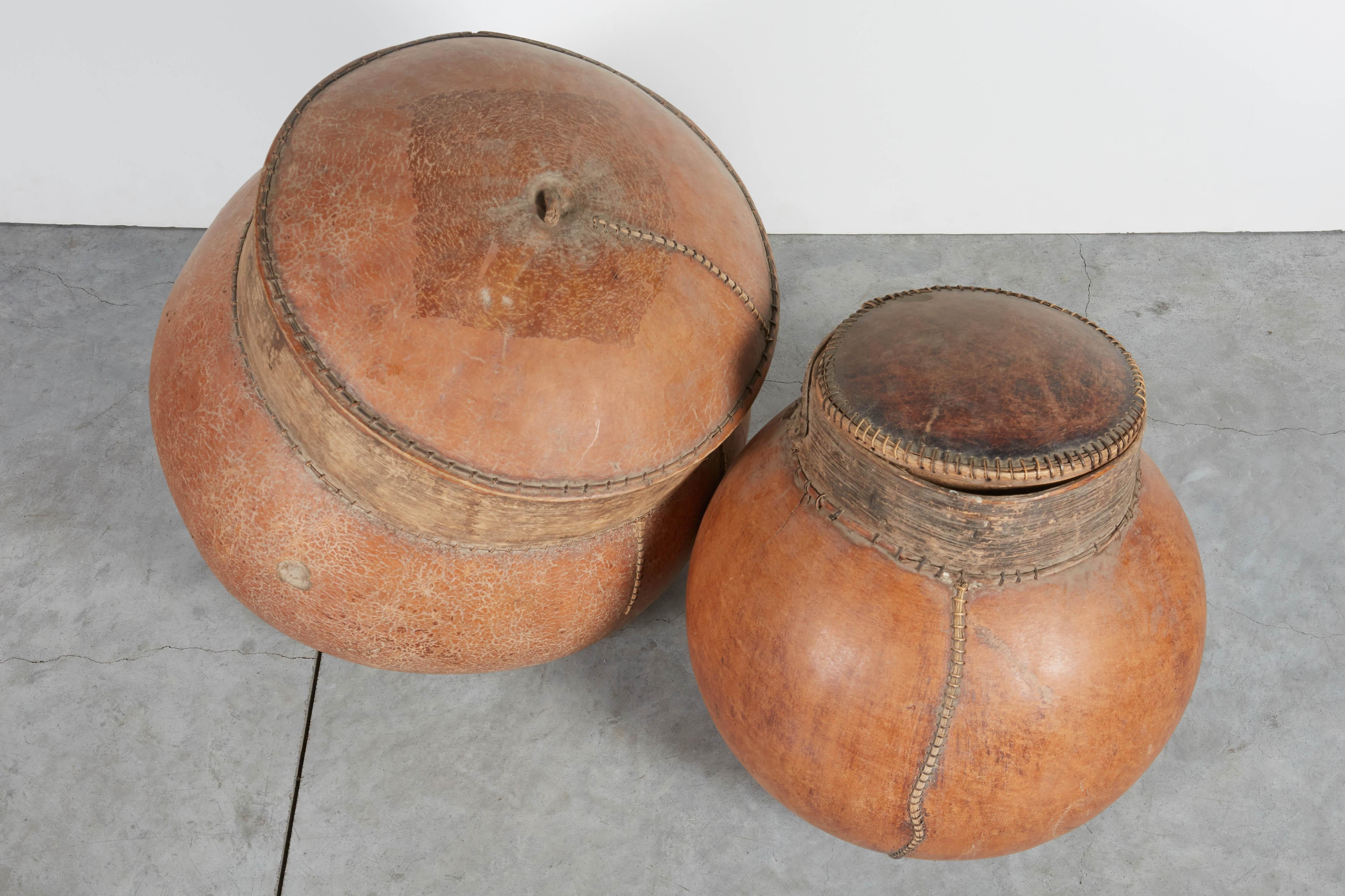 Vintage African Gourd Storage Vessels 1