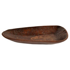 Vintage African Hand-Carved Wood Dark Brown Decorative Tribal Bowl Centerpiece