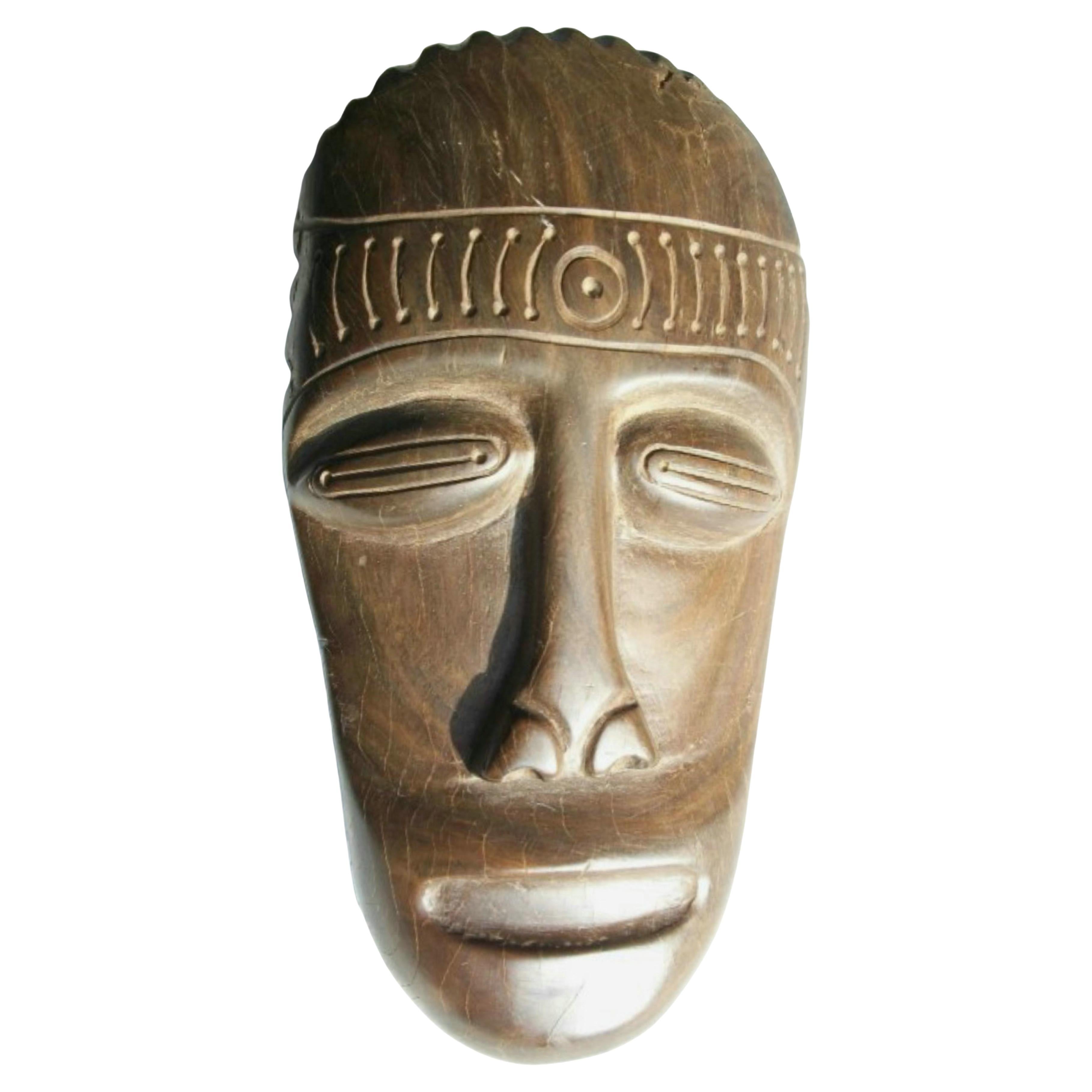 Vintage African Hardwood Mask - Hand Carved - Signed 
Dated - Circa 1988