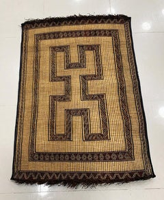 Vintage African Hassira Tuareg Mat Made of Reed & Leather from Silk Road Rug Inc