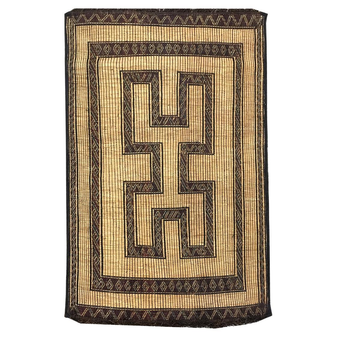 Vintage African Hassira Tuareg Mat Made of Reed and Camel Leather