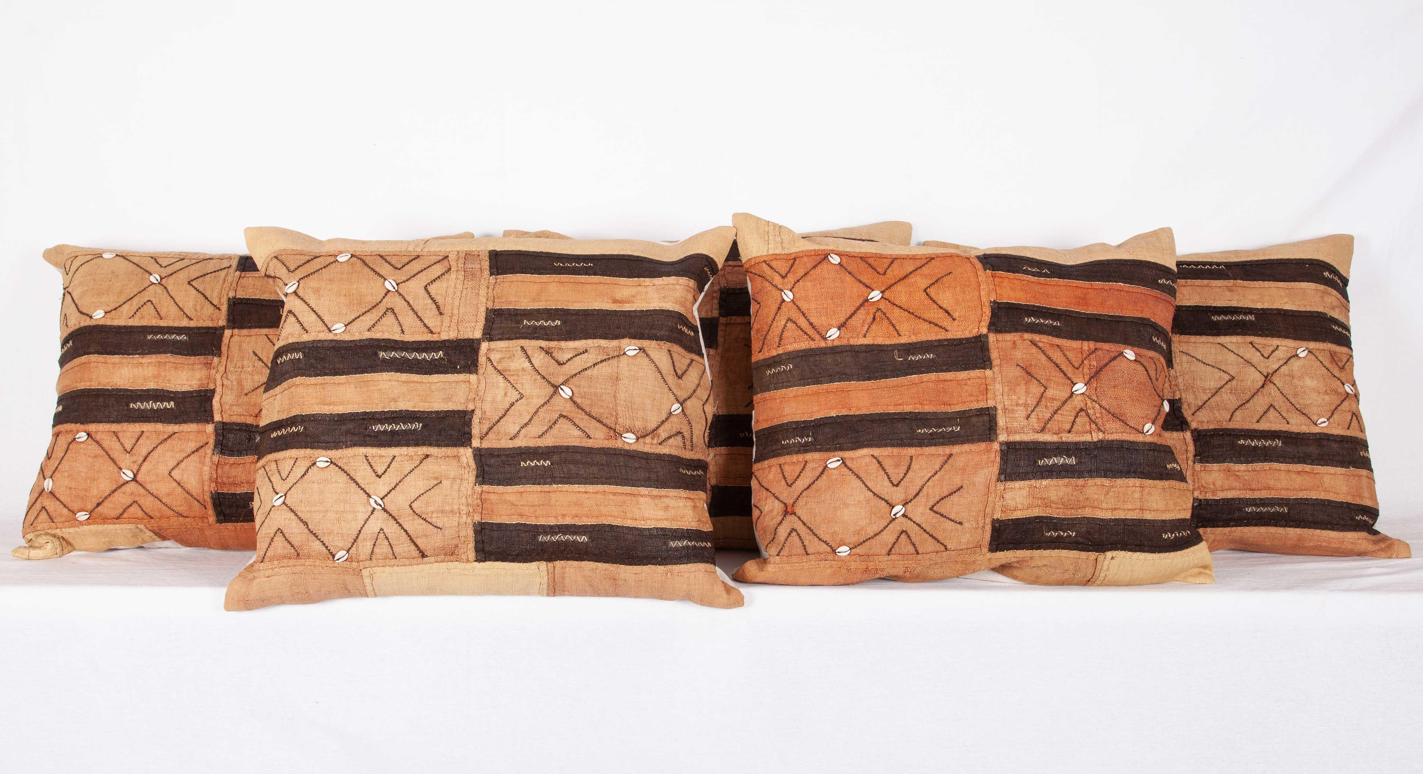 Tribal Vintage African Kuba Cloth Pillow Cases, Mid-20th Century For Sale
