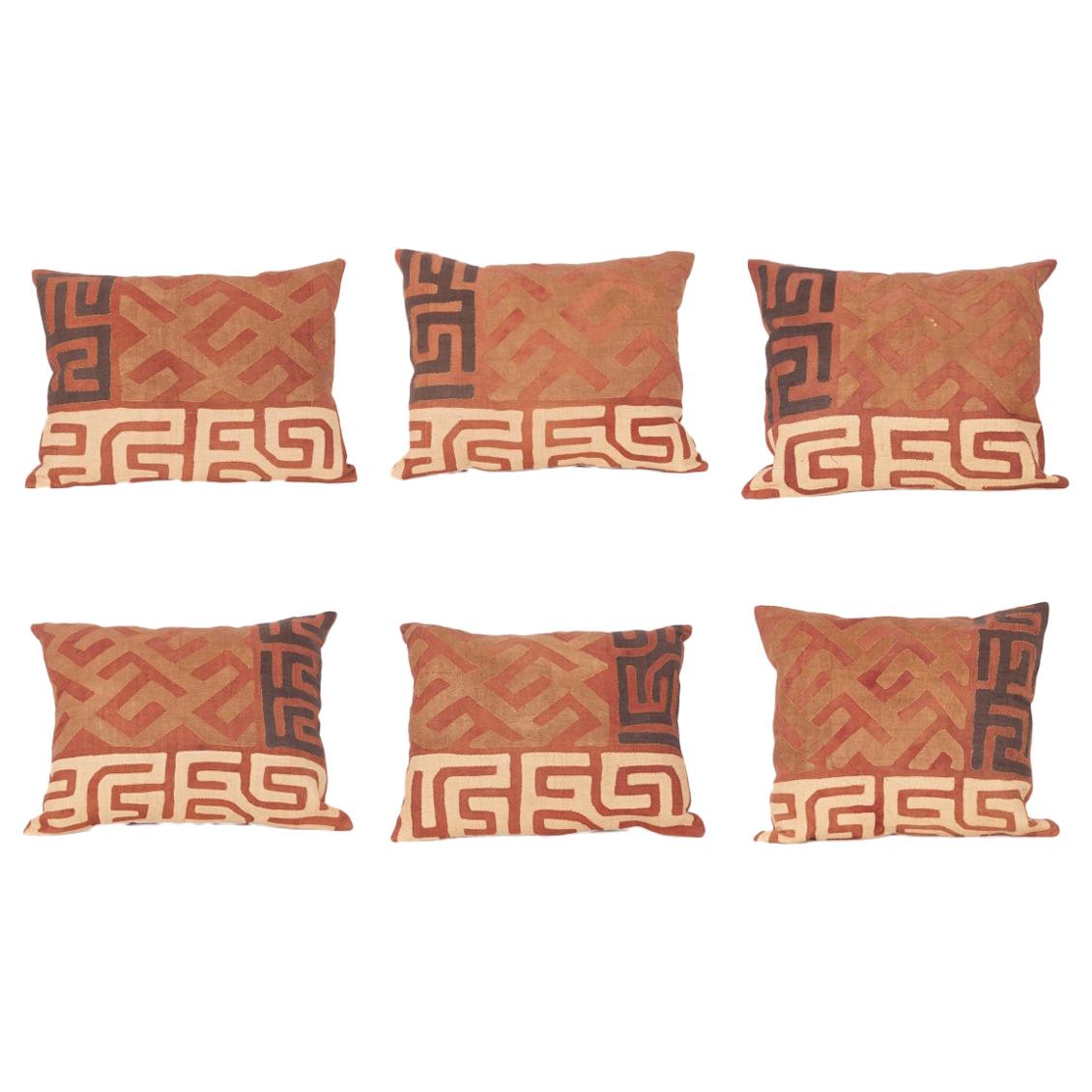 Vintage African Kuba Cloth Pillow Cases, Mid-20th Century