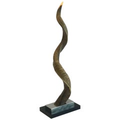 Vintage African Kudu Horn Sculpture on Stand