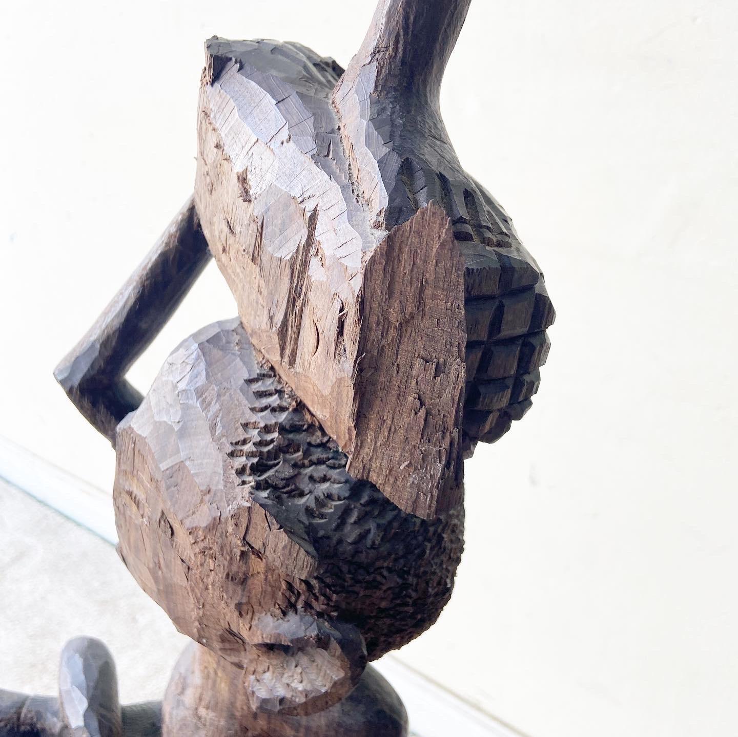 Vintage African Makonde Tree of Life Wooden Sculpture For Sale 7