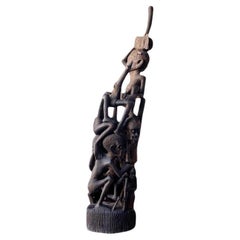 Vintage African Makonde Tree of Life Wooden Sculpture