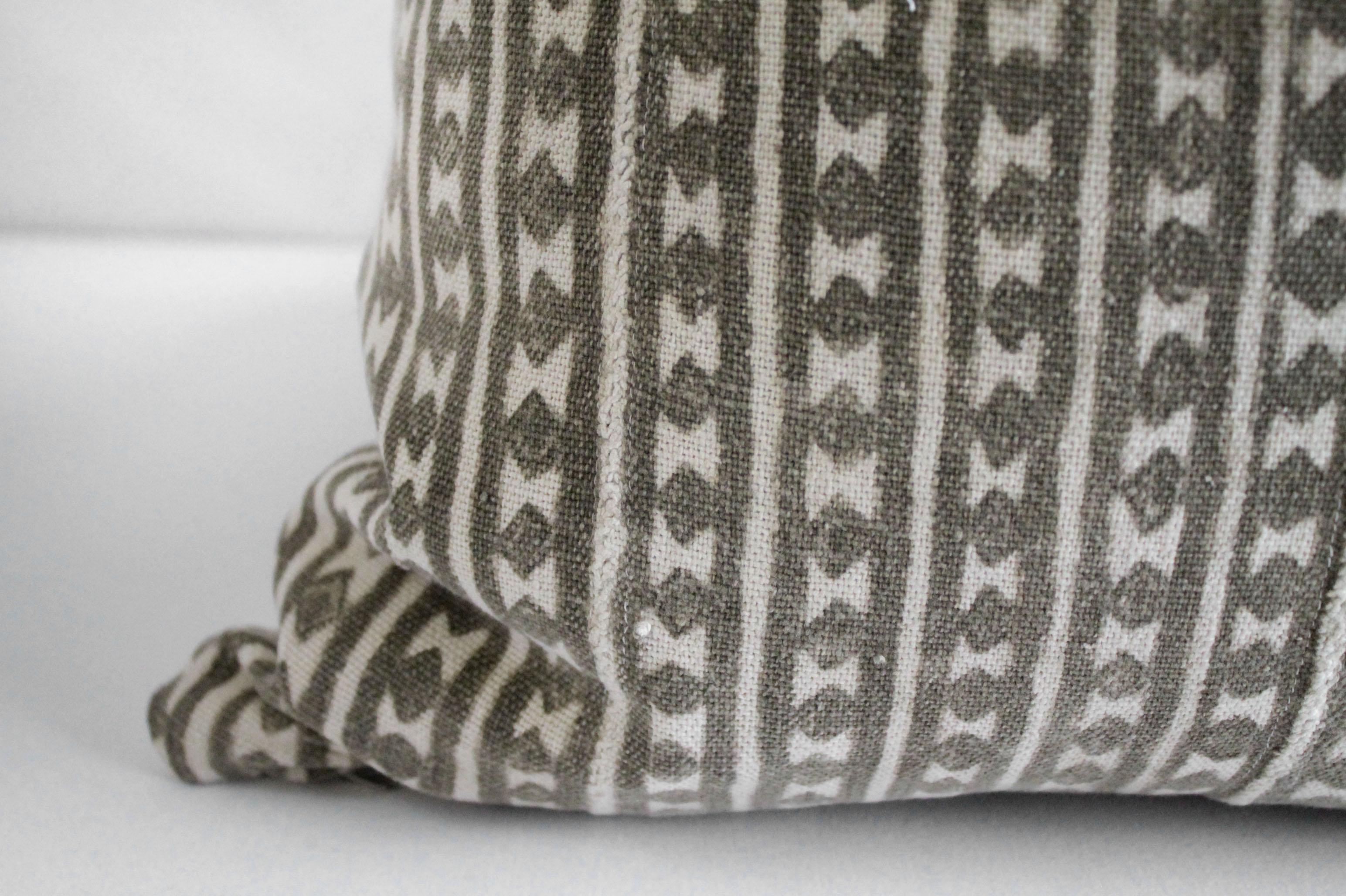 20th Century Vintage African Mali Mud Cloth and Linen Tribal Accent Pillow in Dark Brown