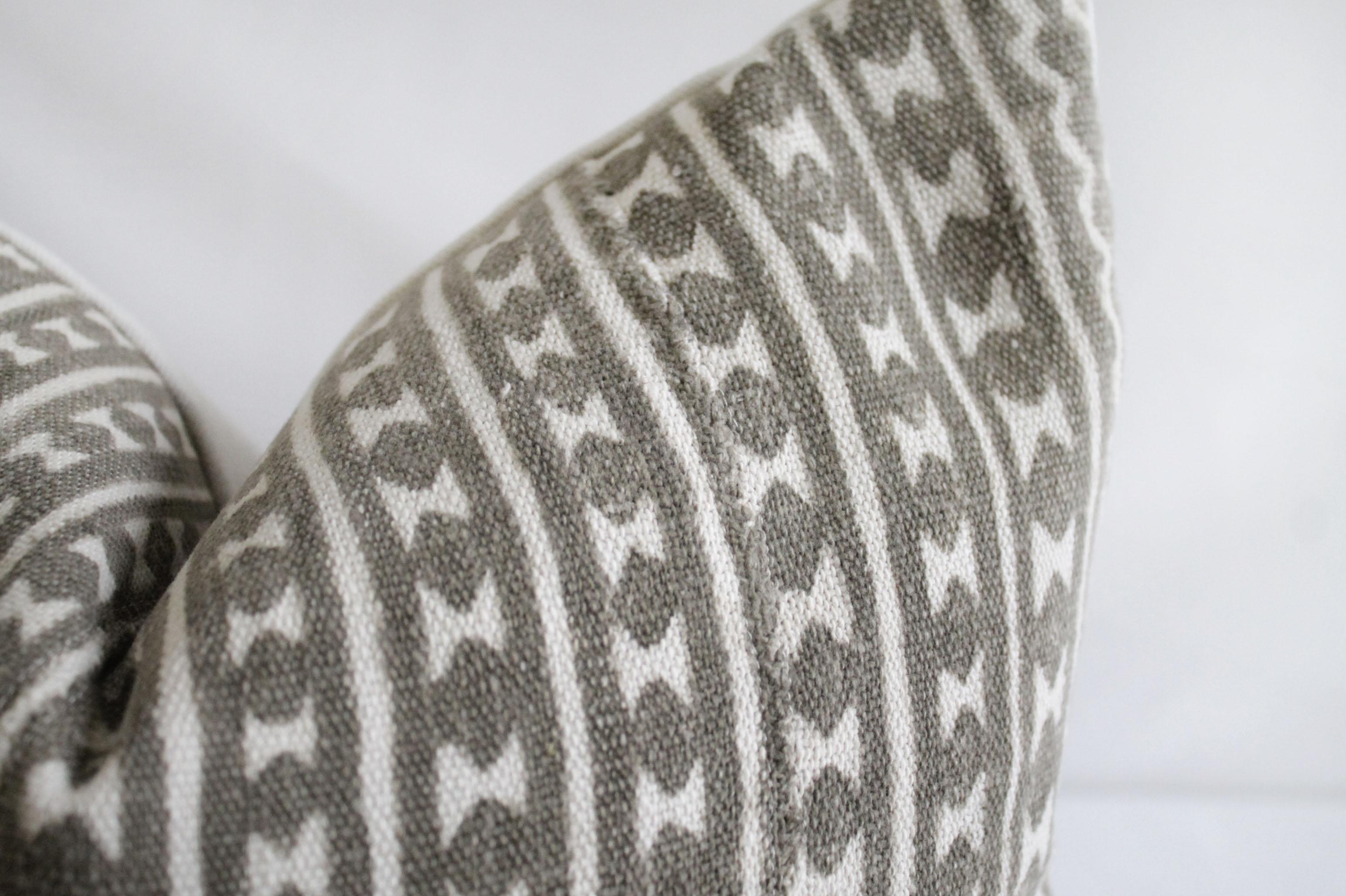 Cotton Vintage African Mali Mud Cloth and Linen Tribal Accent Pillow in Dark Brown