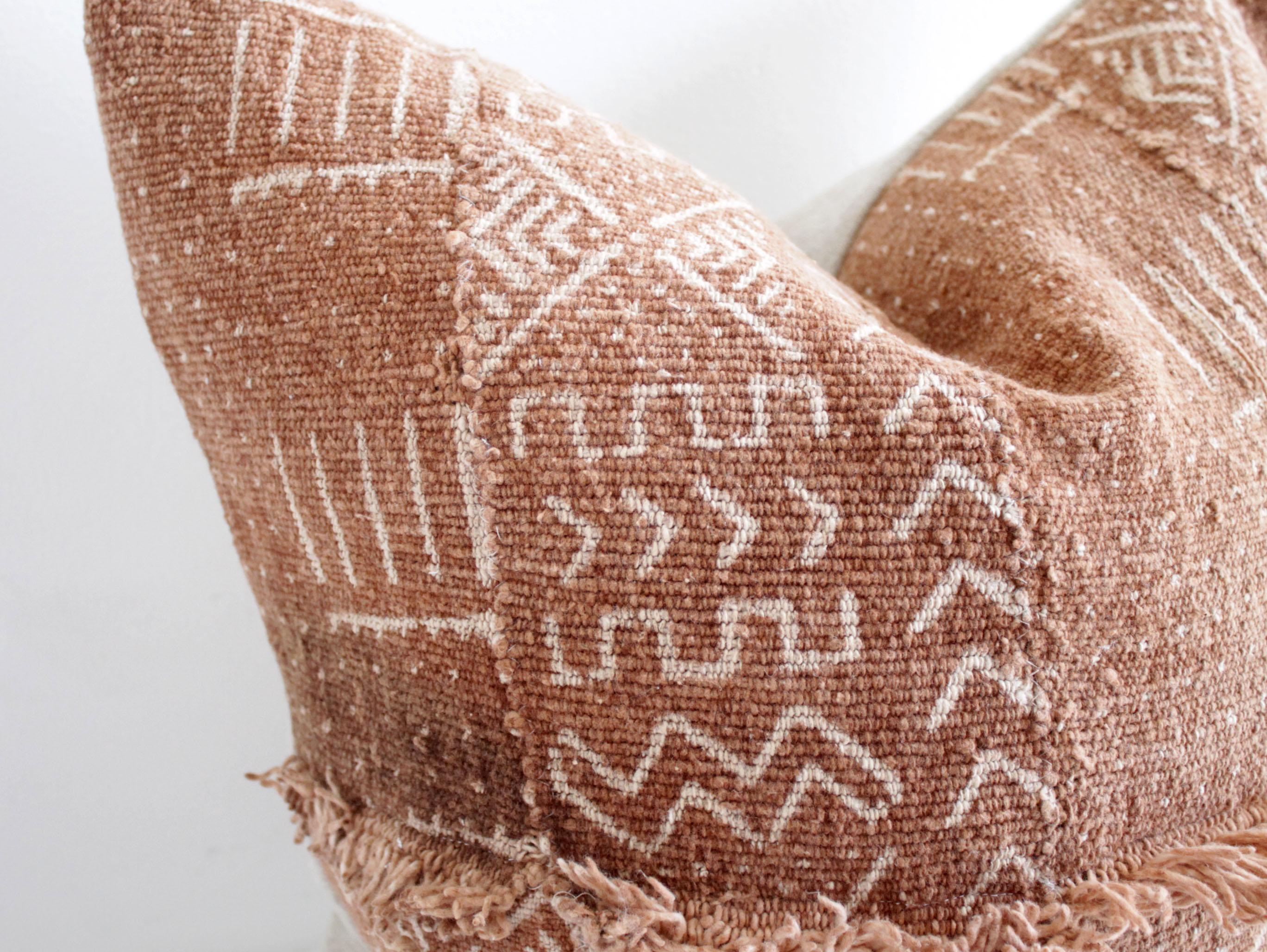 Bohemian Vintage African Mali Mud Cloth Pillow with Original Details
