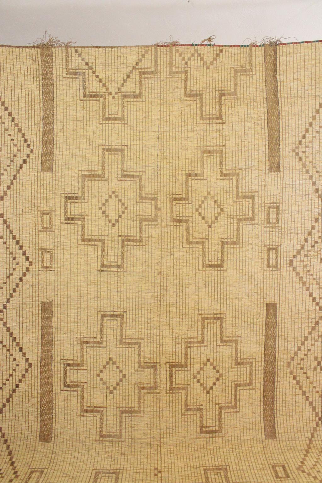 Vintage African Mauritanian Tuareg mat in camel - 9.7x14feet / 297x425cm 4