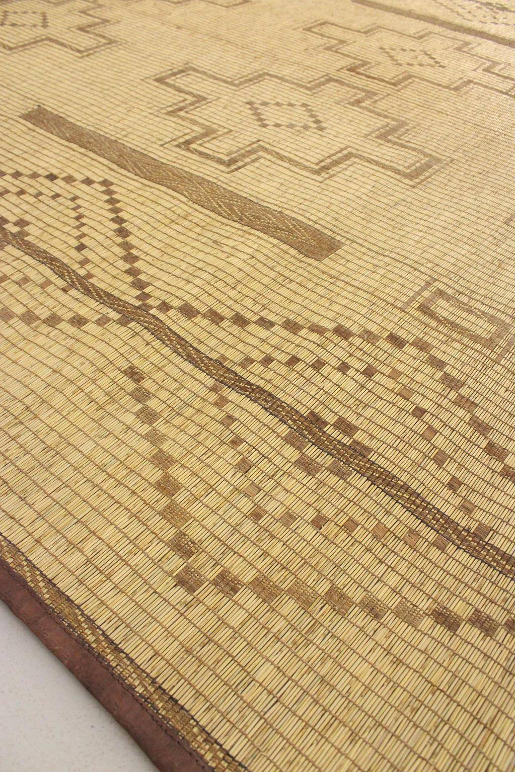 Hand-Knotted Vintage African Mauritanian Tuareg mat in camel - 9.7x14feet / 297x425cm
