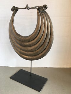 Vintage African Metal Maio Necklace on Stand