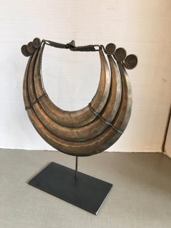 Vintage African Metal Maio Necklace on Stand