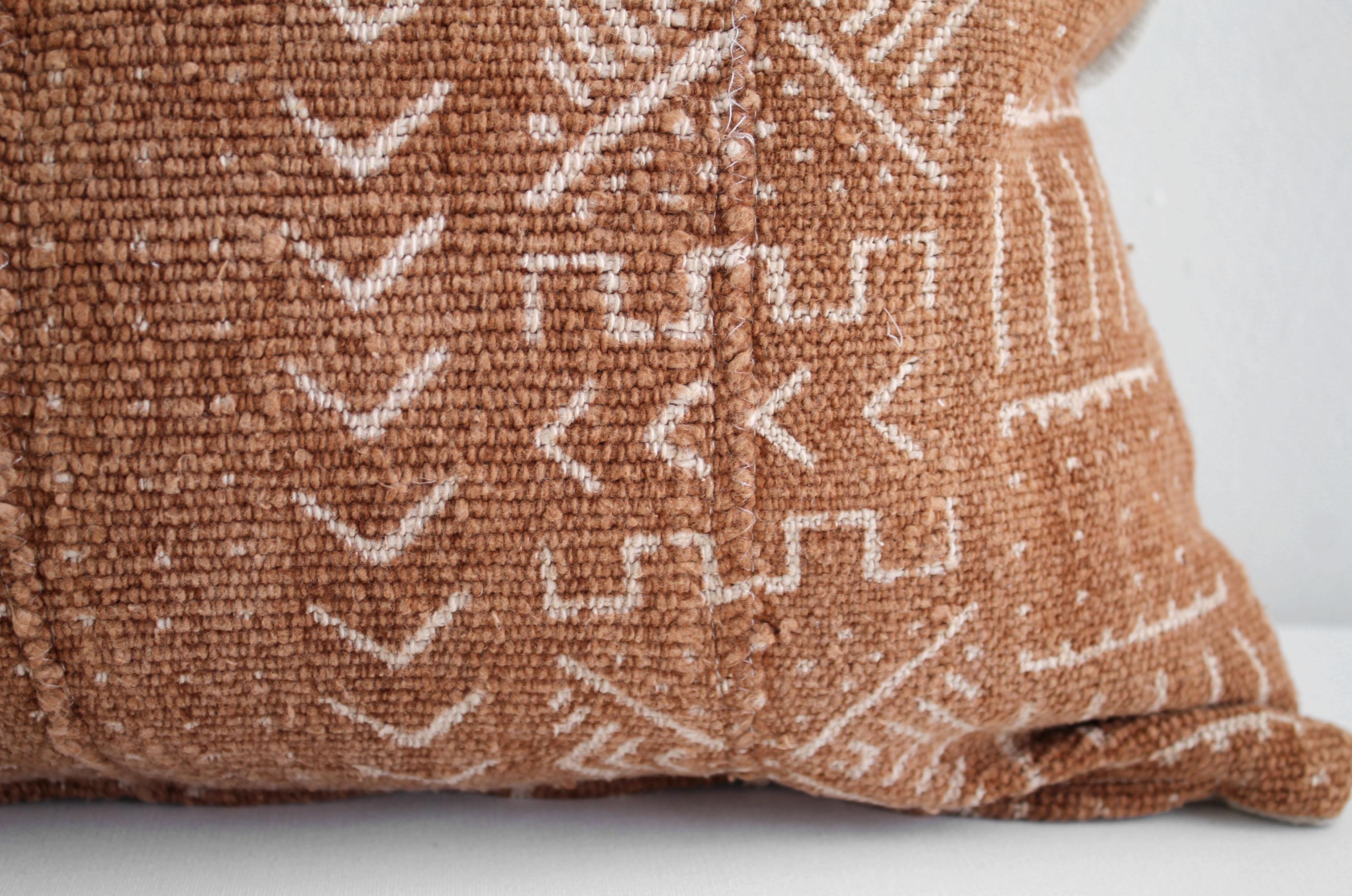 Cotton Vintage African Mud Cloth Lumbar Pillow from Mali