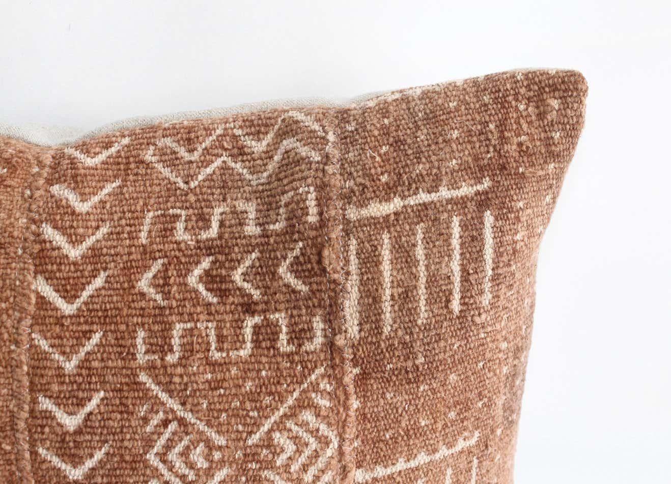 20th Century Vintage African Mudcloth Lumbar Pillow For Sale
