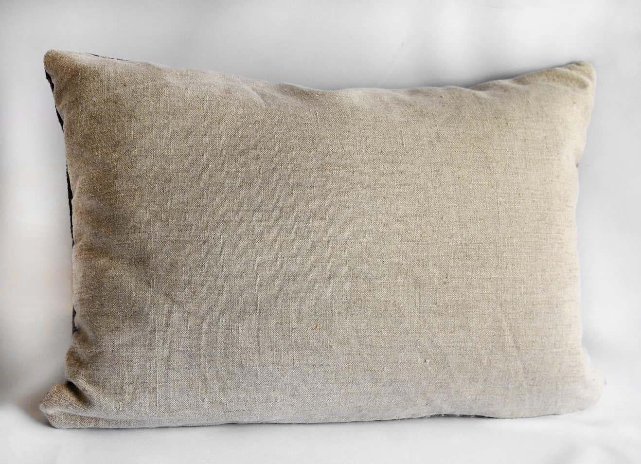 Cotton Vintage African Mudcloth Lumbar Pillow For Sale