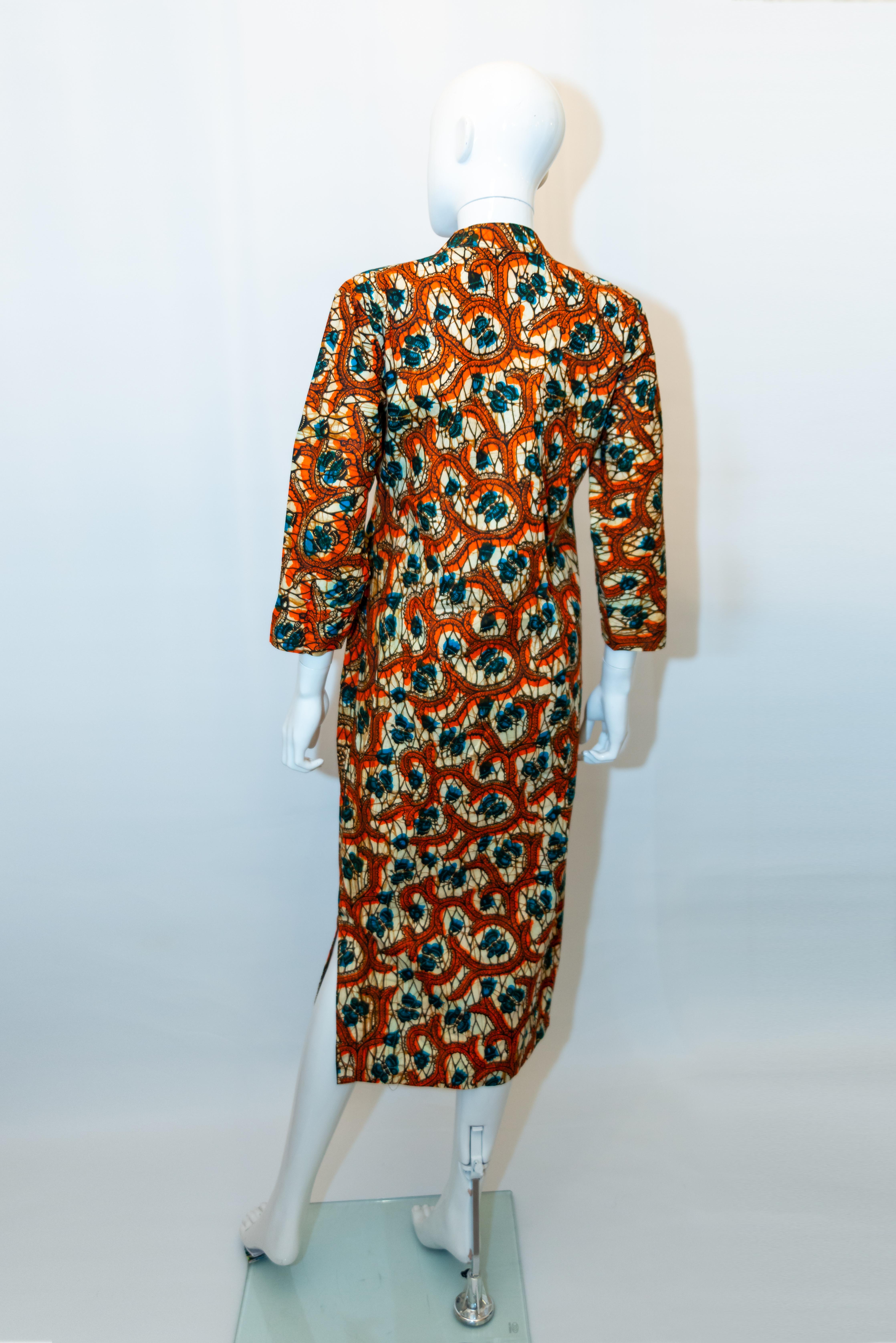Vintage African Print , Ivory Coast Couture Shift Dress In Good Condition For Sale In London, GB