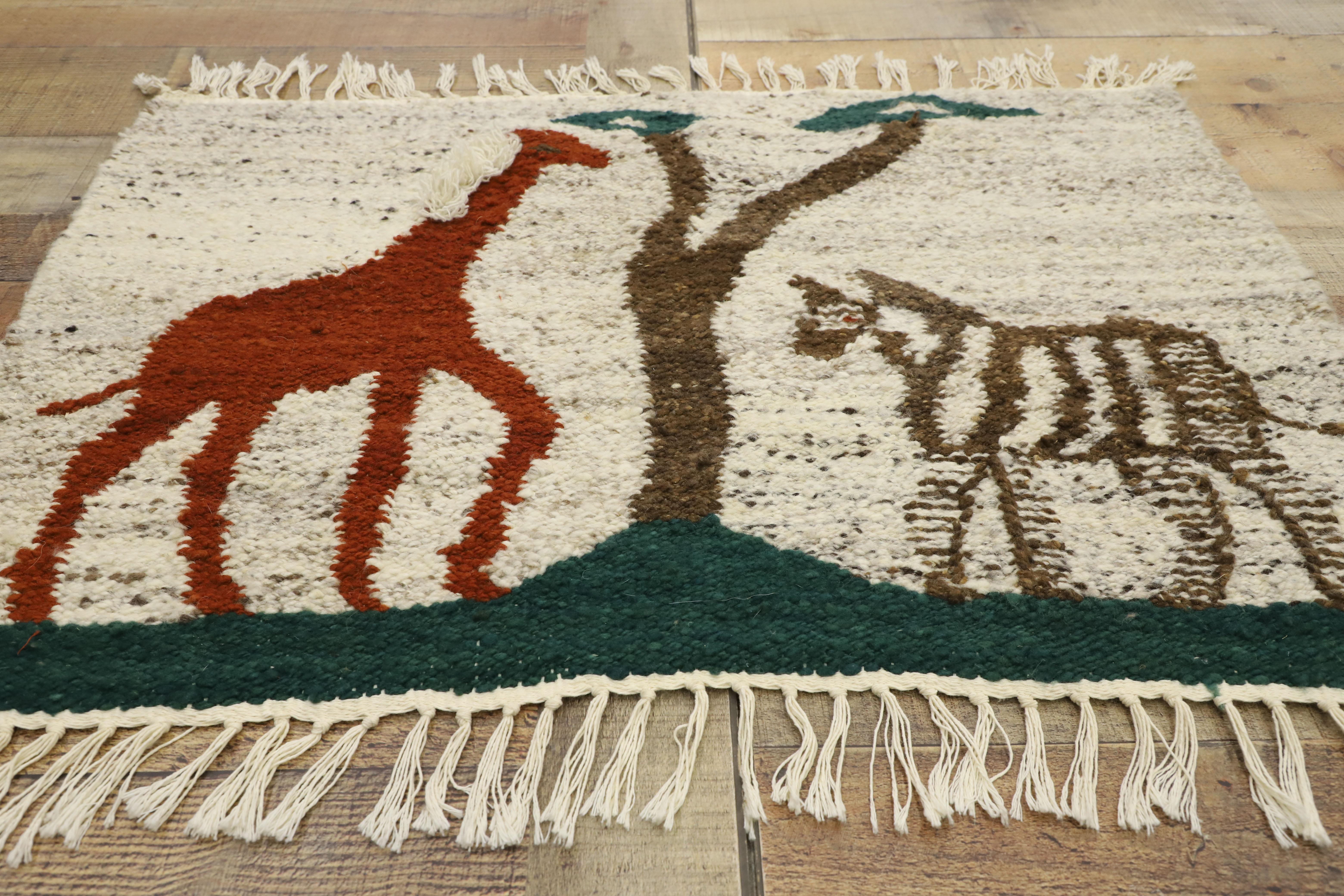Hand-Woven Vintage African Tapestry Wall Hanging with British Colonial Safari Style For Sale