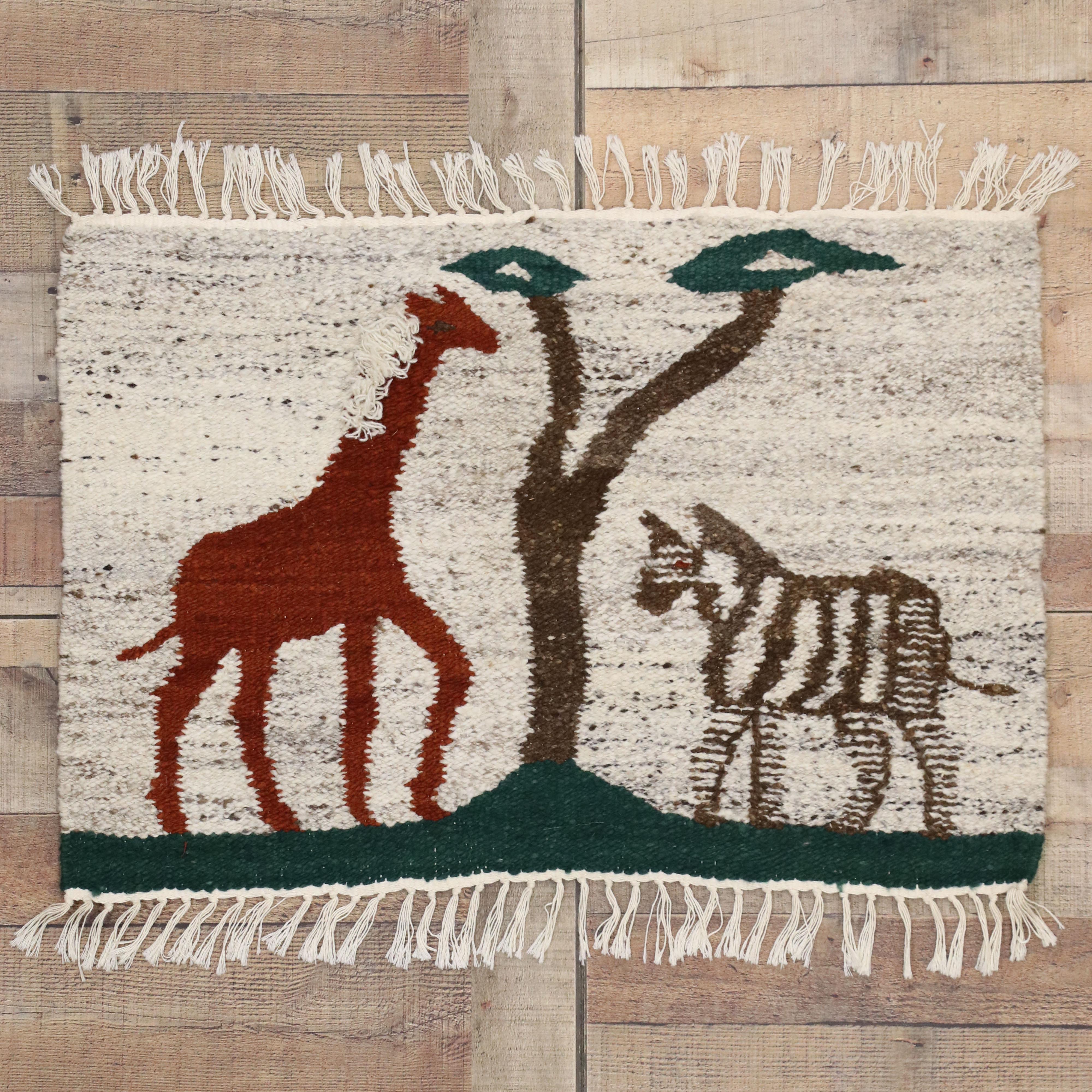 Vintage African Tapestry Wall Hanging with British Colonial Safari Style In Good Condition For Sale In Dallas, TX
