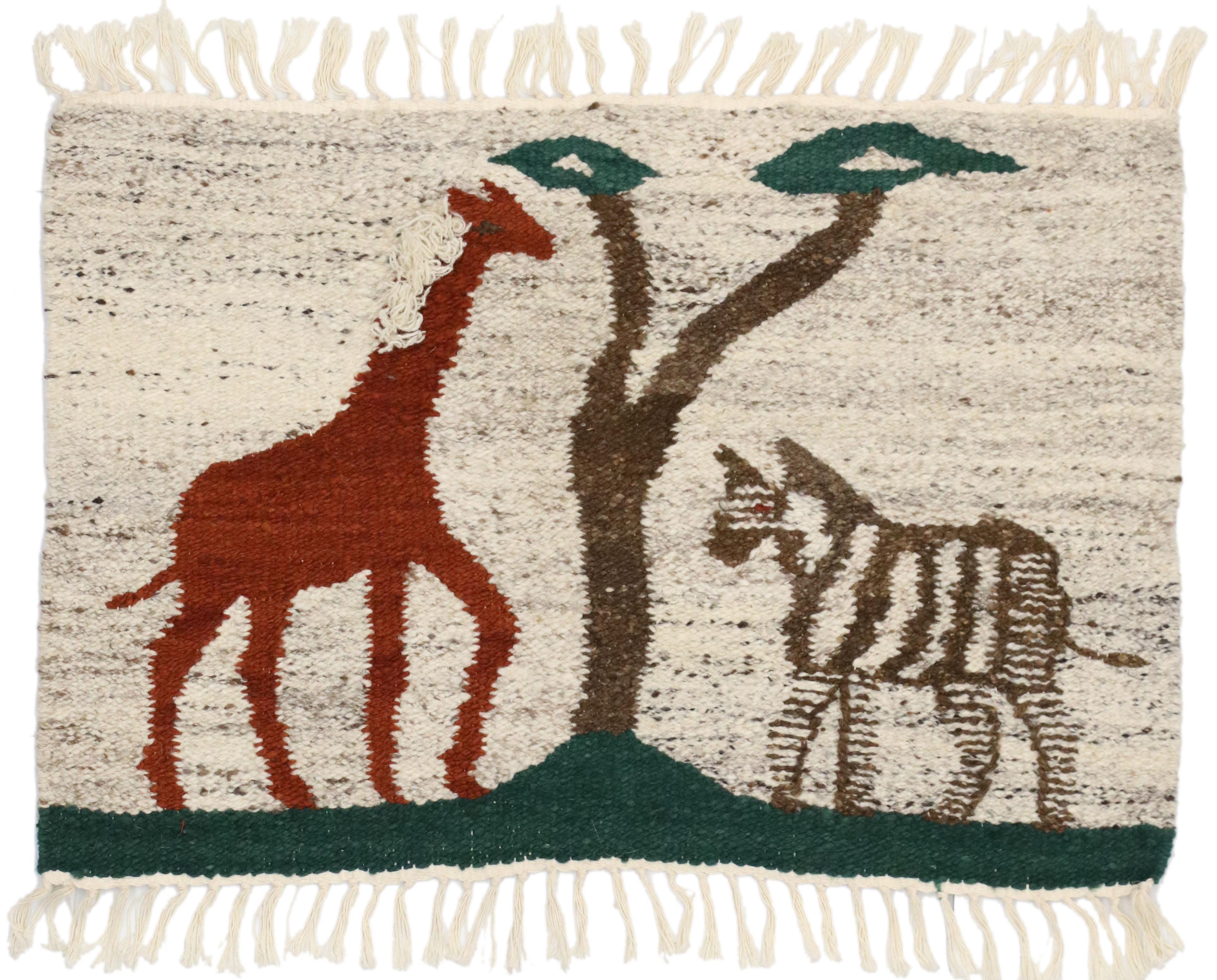 20th Century Vintage African Tapestry Wall Hanging with British Colonial Safari Style For Sale
