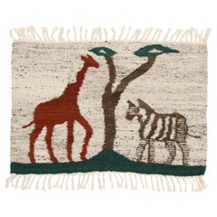 Tenture vintage en tapisserie africaine de style safari British Colonial