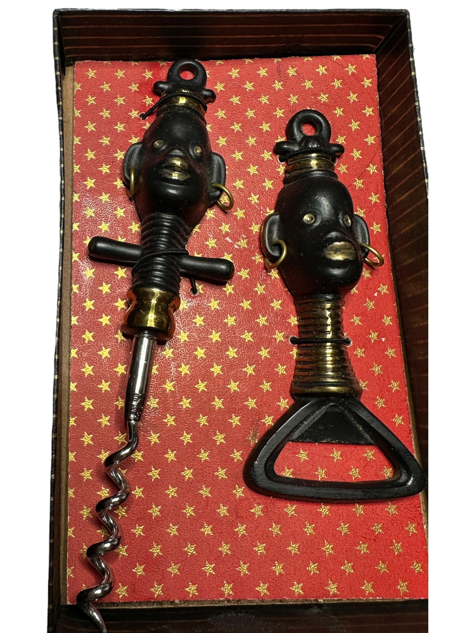 Afrikanischer Stammeskunstflaschenöffner und Korkenzieher-Set, England, 1960er Jahre im Zustand „Hervorragend“ im Angebot in Nuernberg, DE