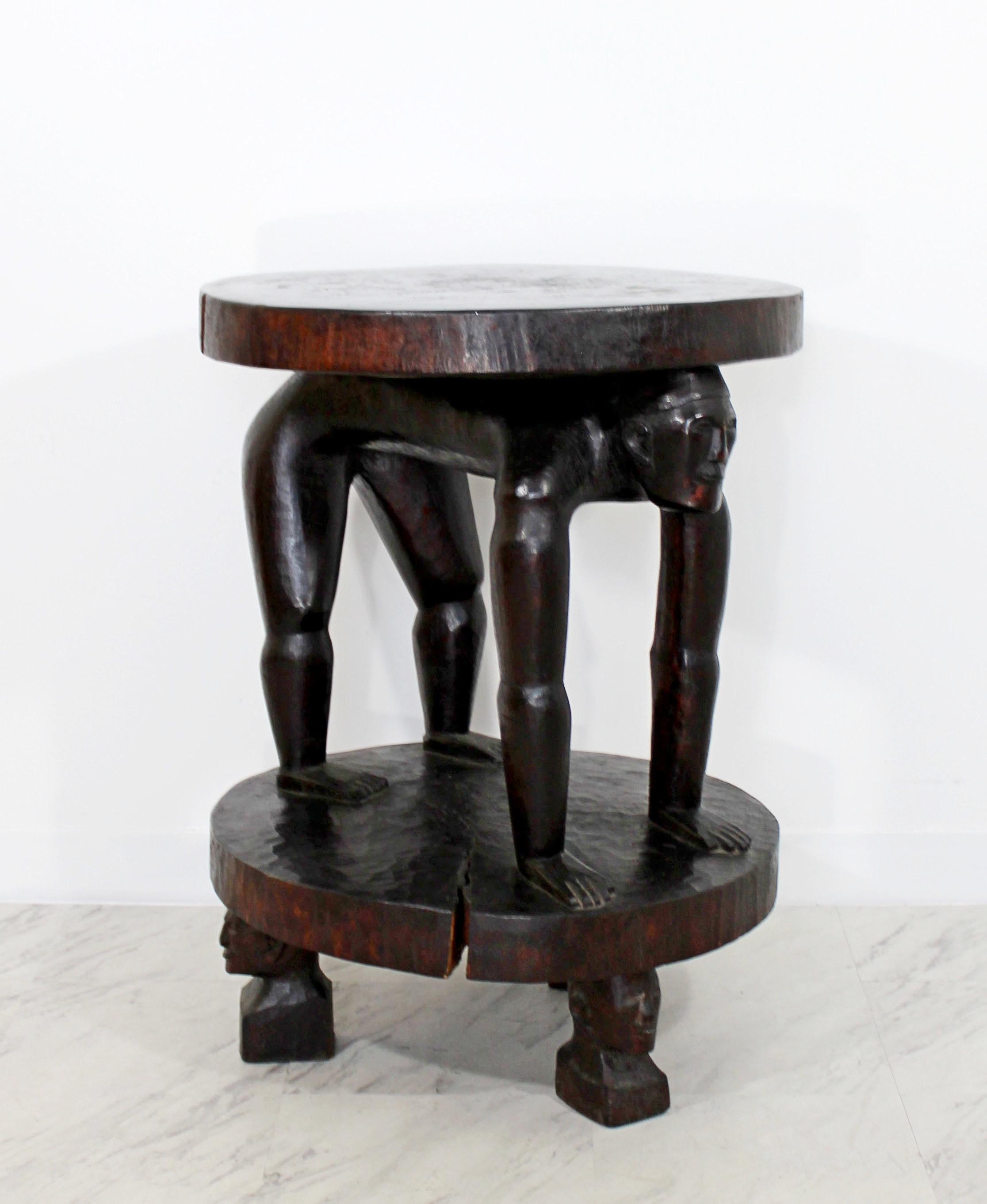 Vintage Carved Rosewood Stool In Good Condition For Sale In Keego Harbor, MI