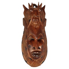 Vintage African Tribal Carved Wood Mask