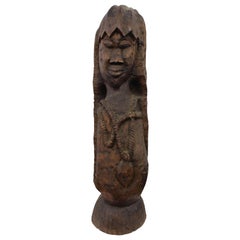 Vintage African Tribal Hand Carved Wood Head Bust Sculpture