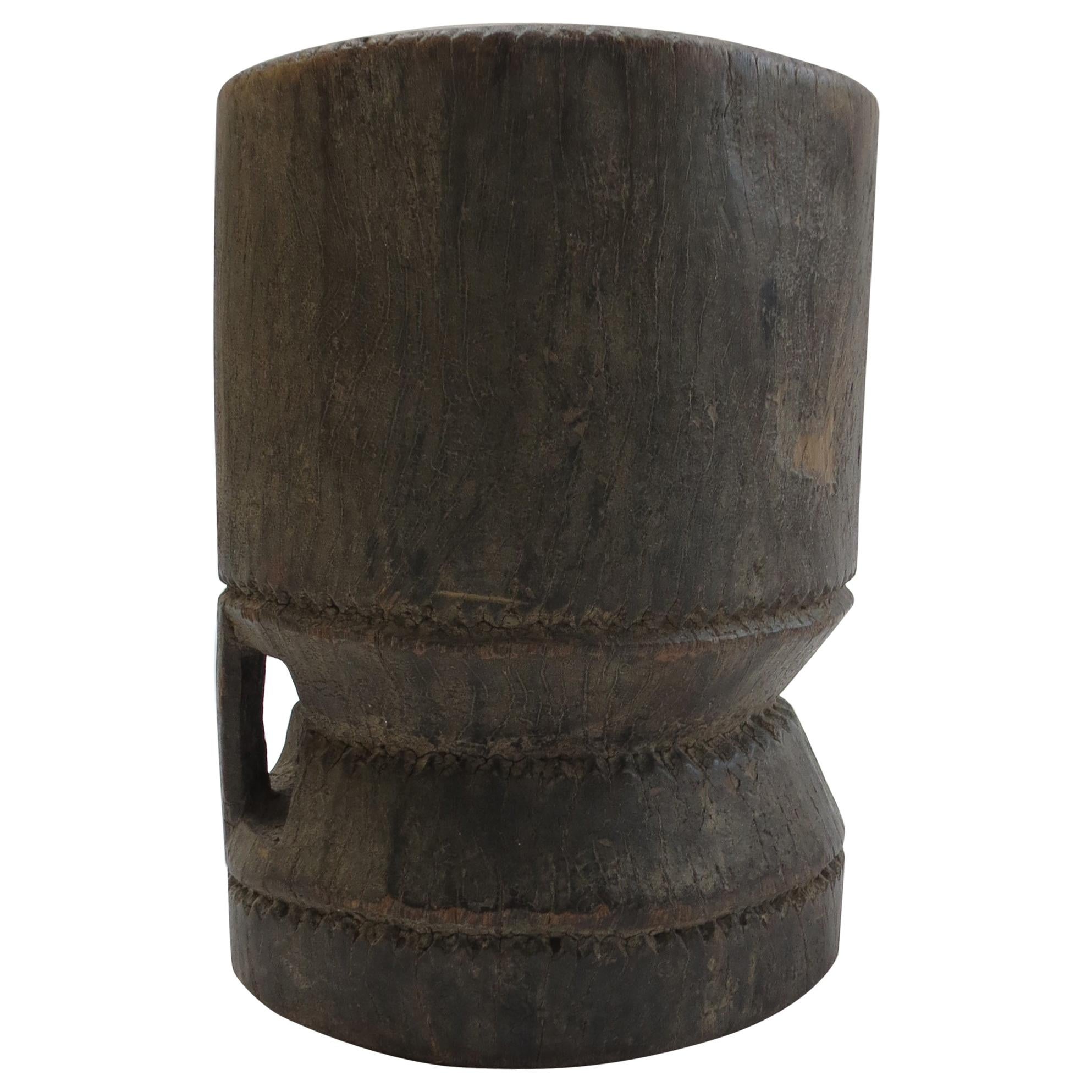Vintage African Tribal Wooden Mortar Stool