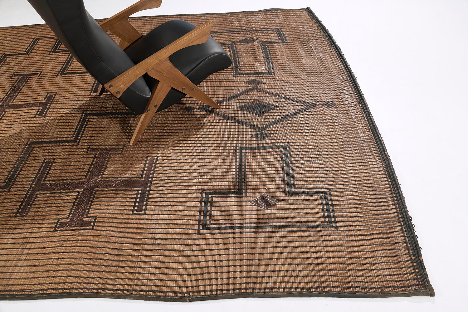 North African Vintage African Tuareg Mat by Mehraban Rugs