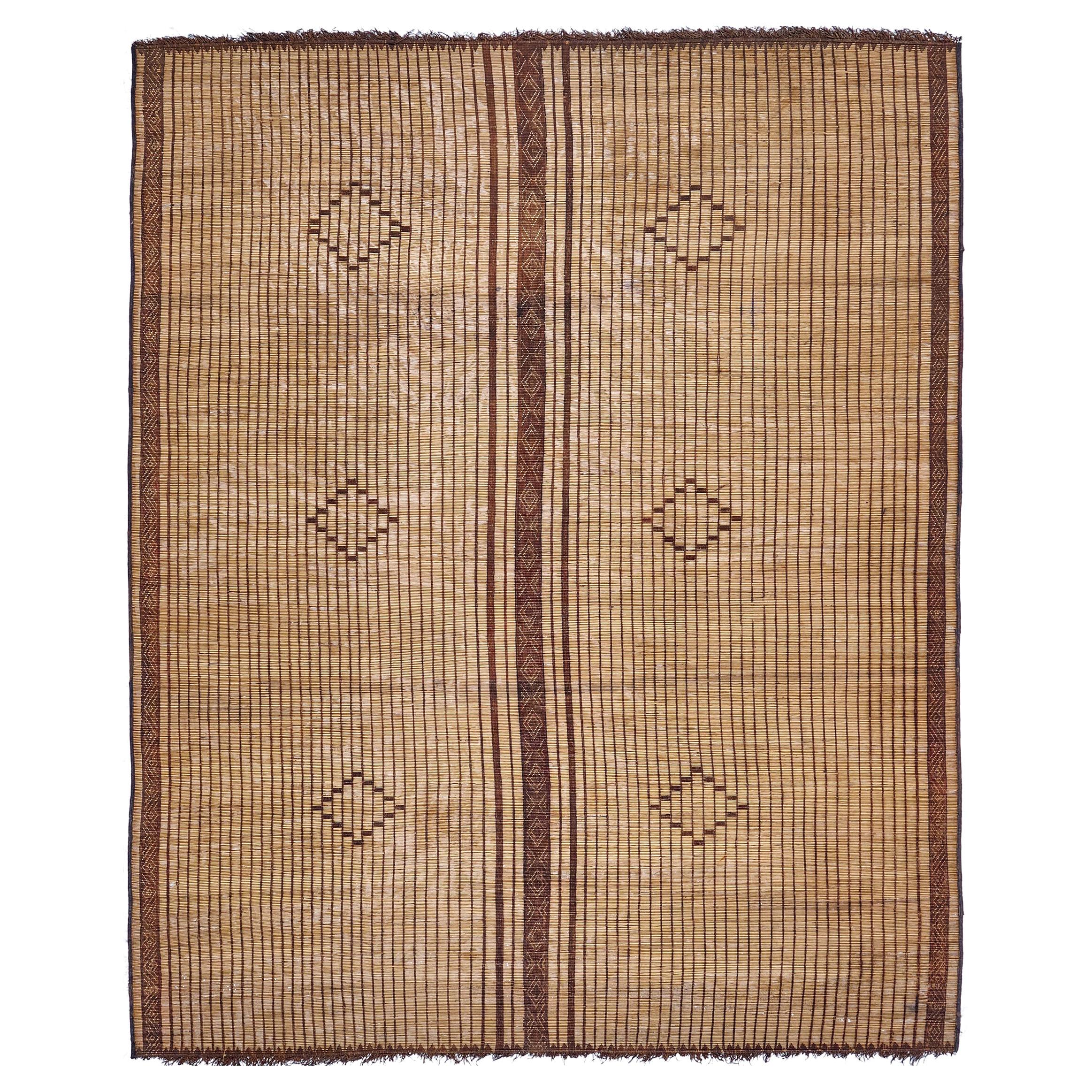Tuareg Straw and Leather Mat at 1stDibs