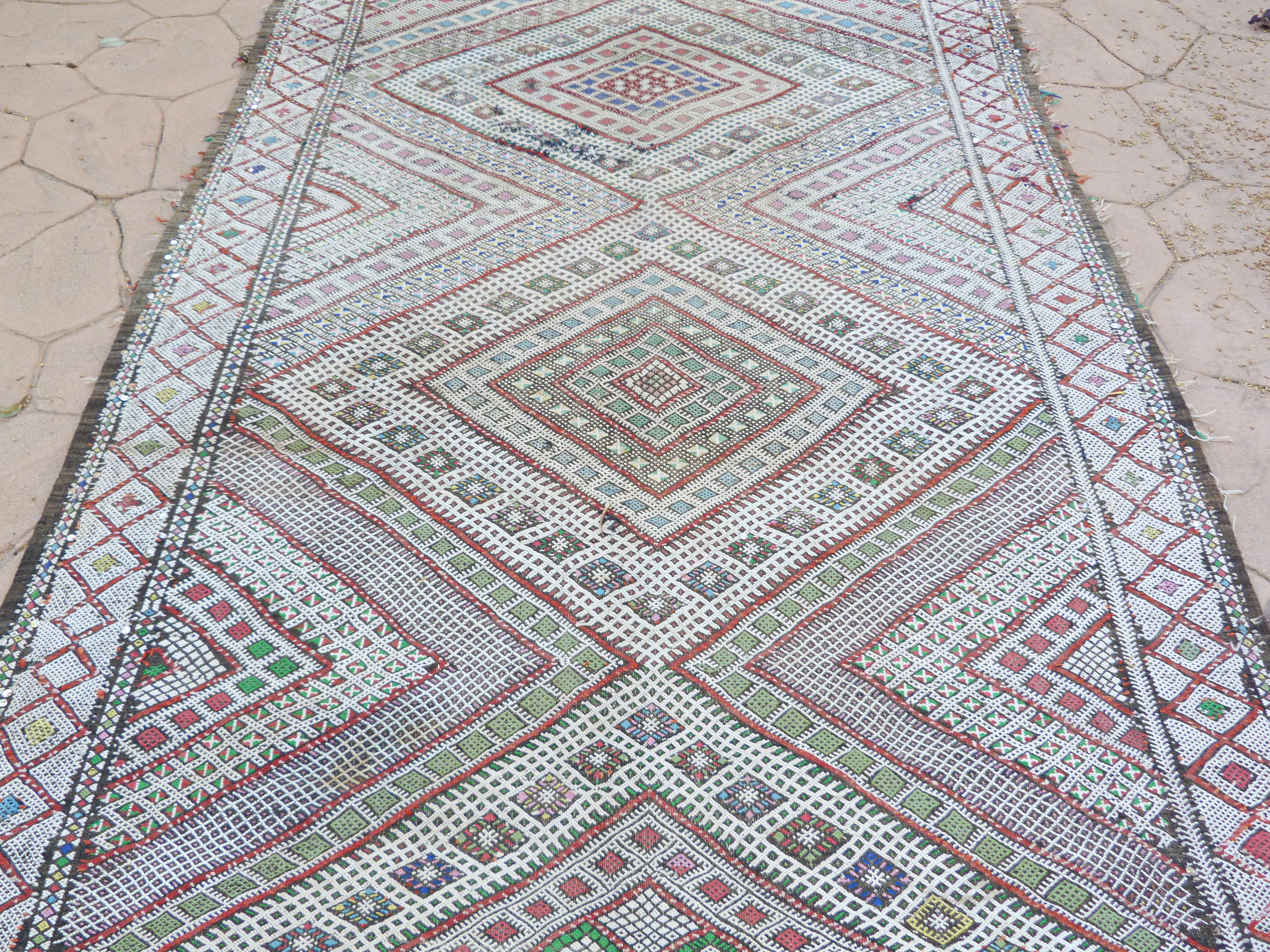 1960s Vintage Zemmour Moroccan Berber Rug Runner For Sale 1