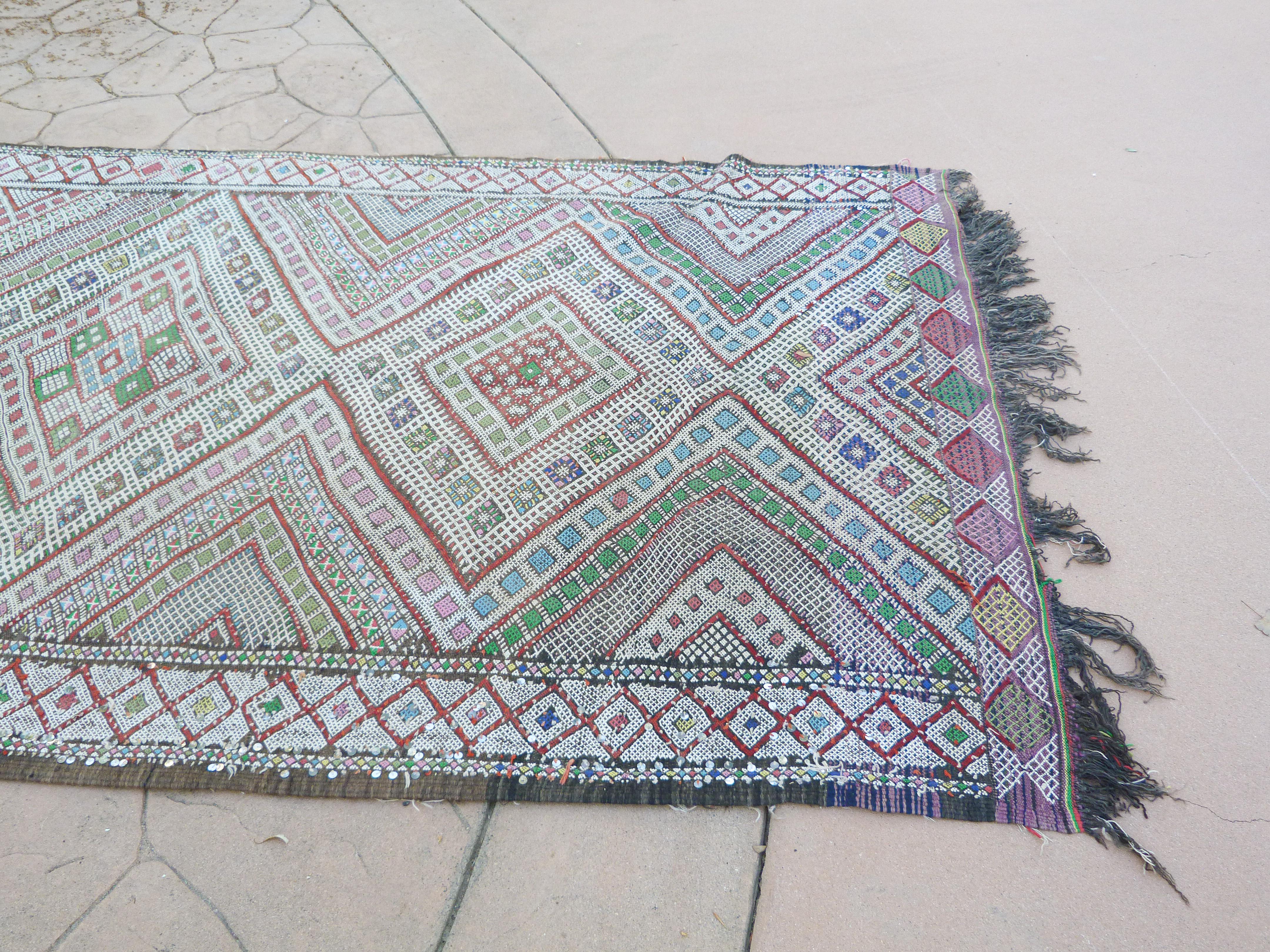 1960s Vintage Zemmour Moroccan Berber Rug Runner For Sale 2