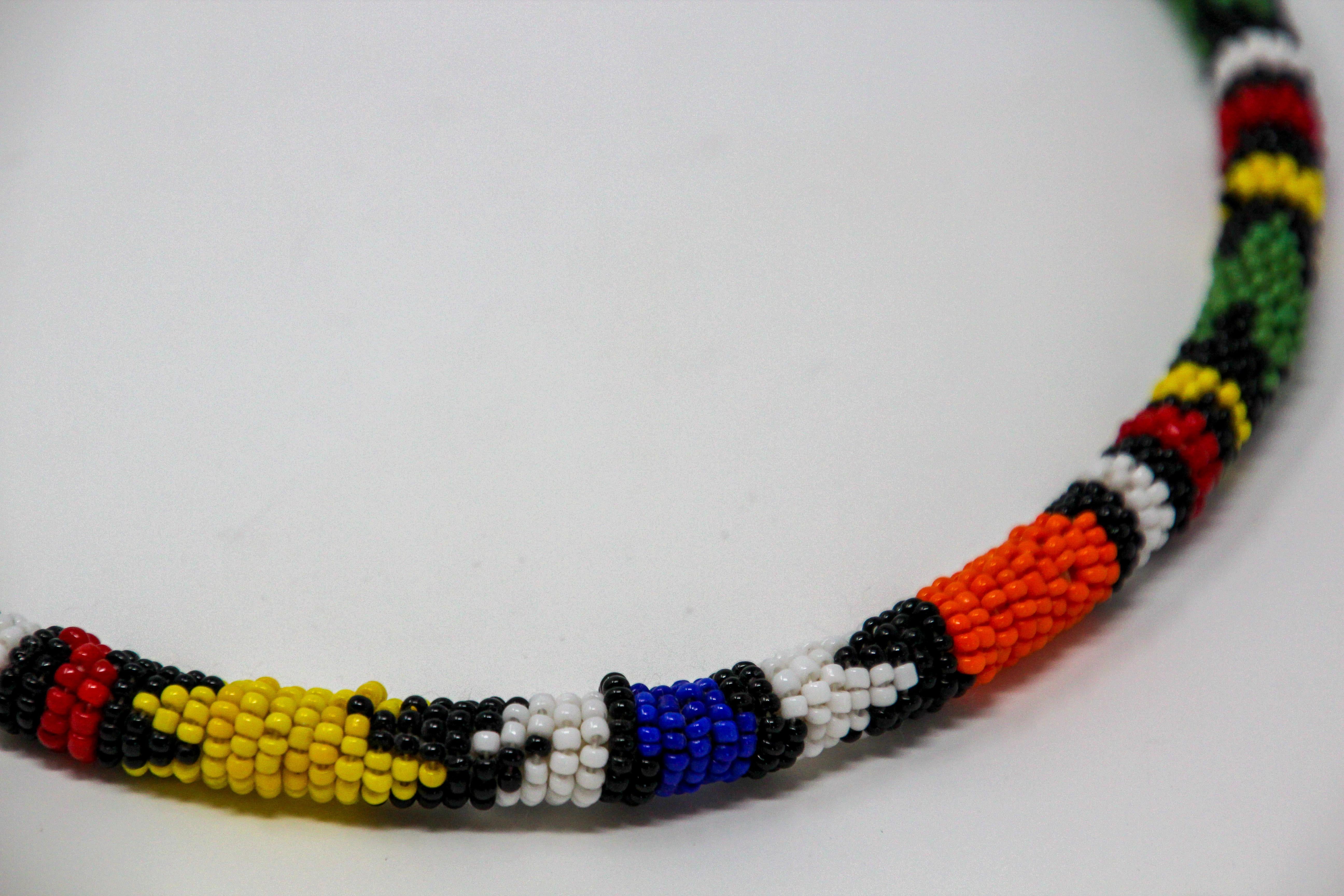 Vintage African Urembo Beaded Necklace Choker by the Maasai Tribe Kenya 2