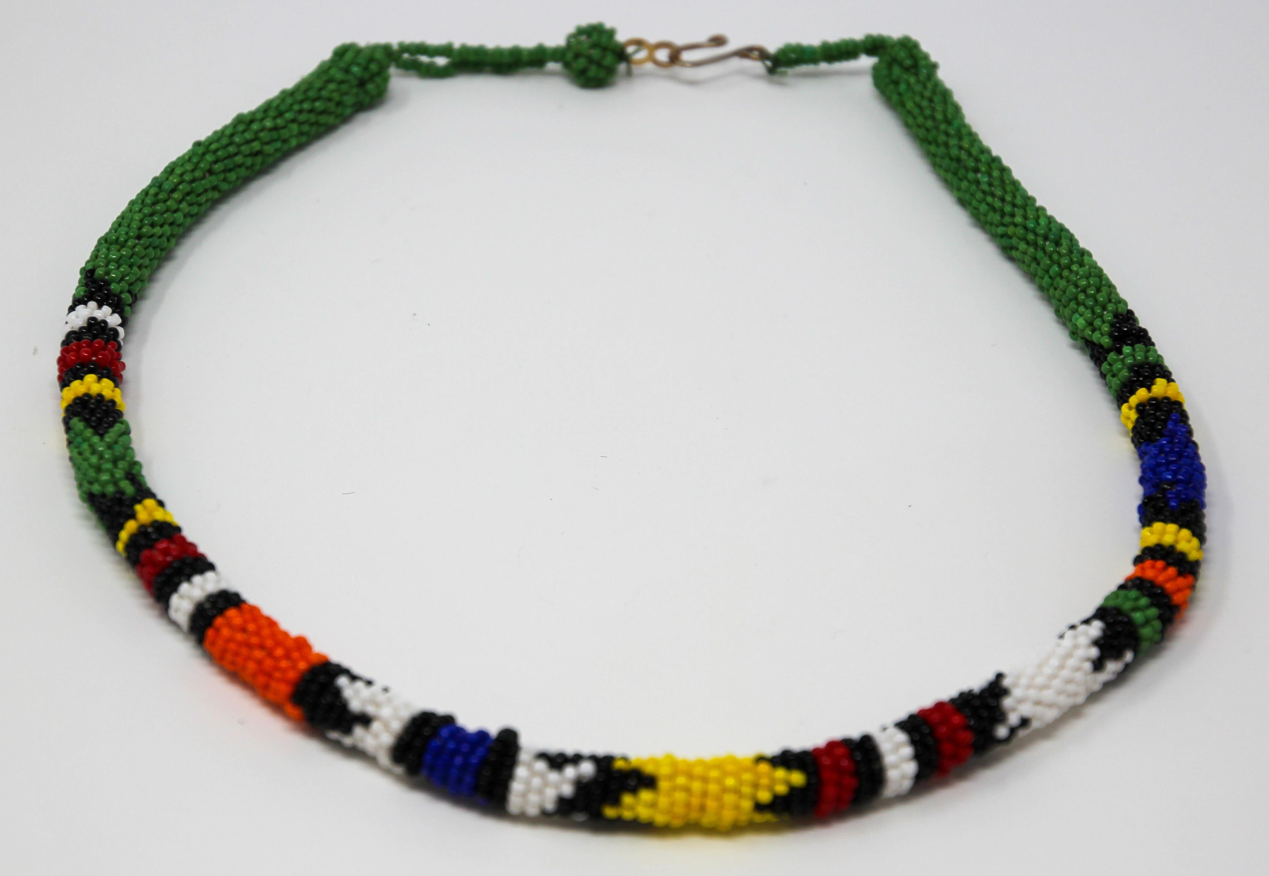 Vintage African Urembo Beaded Necklace Choker by the Maasai Tribe Kenya 4