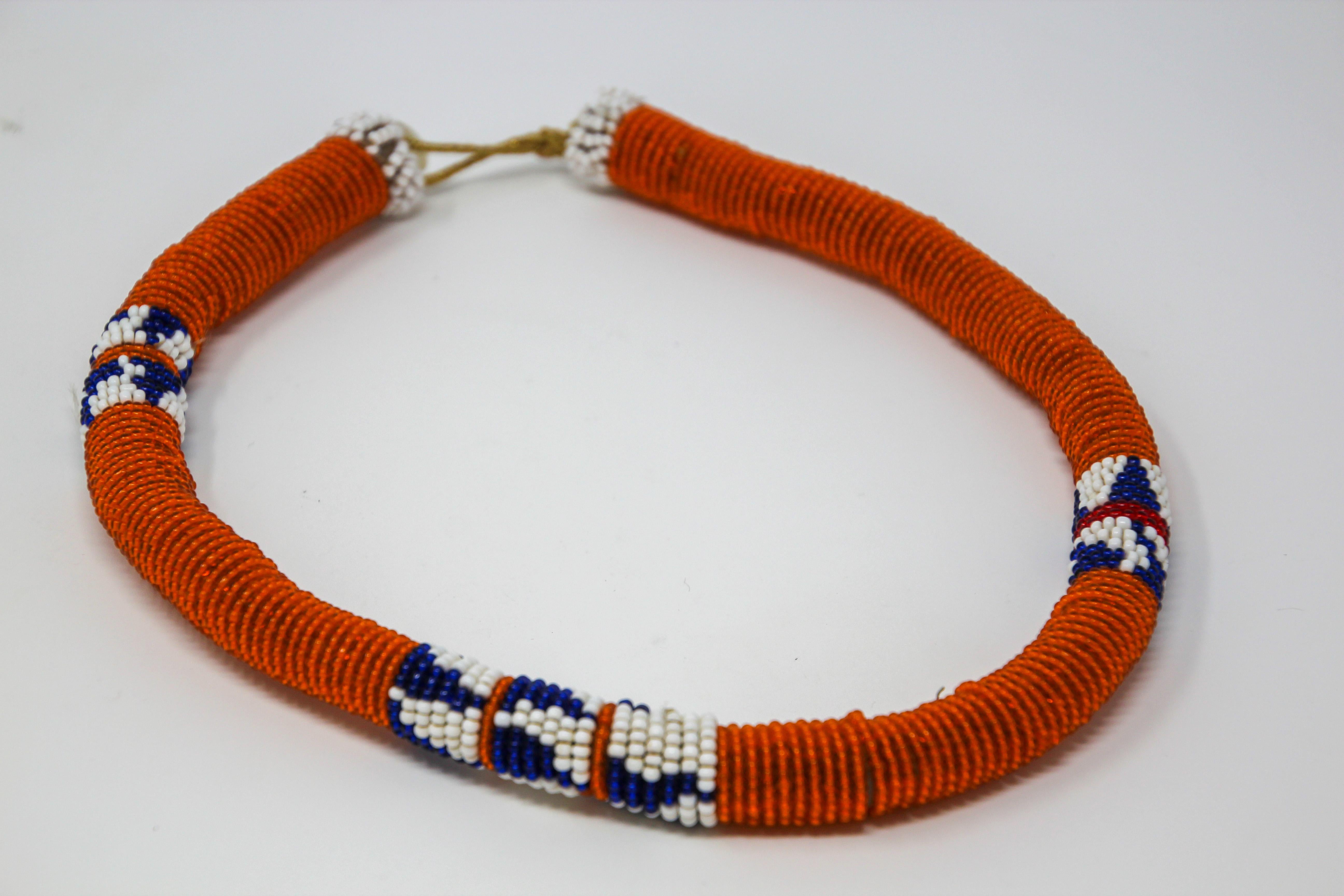 Vintage African Urembo Beaded Necklace Choker by the Maasai Tribe Kenya 5